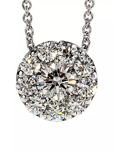 Fulfillment 18K White Gold & 0.46-0.56 TCW Diamond Halo Pendant Necklace