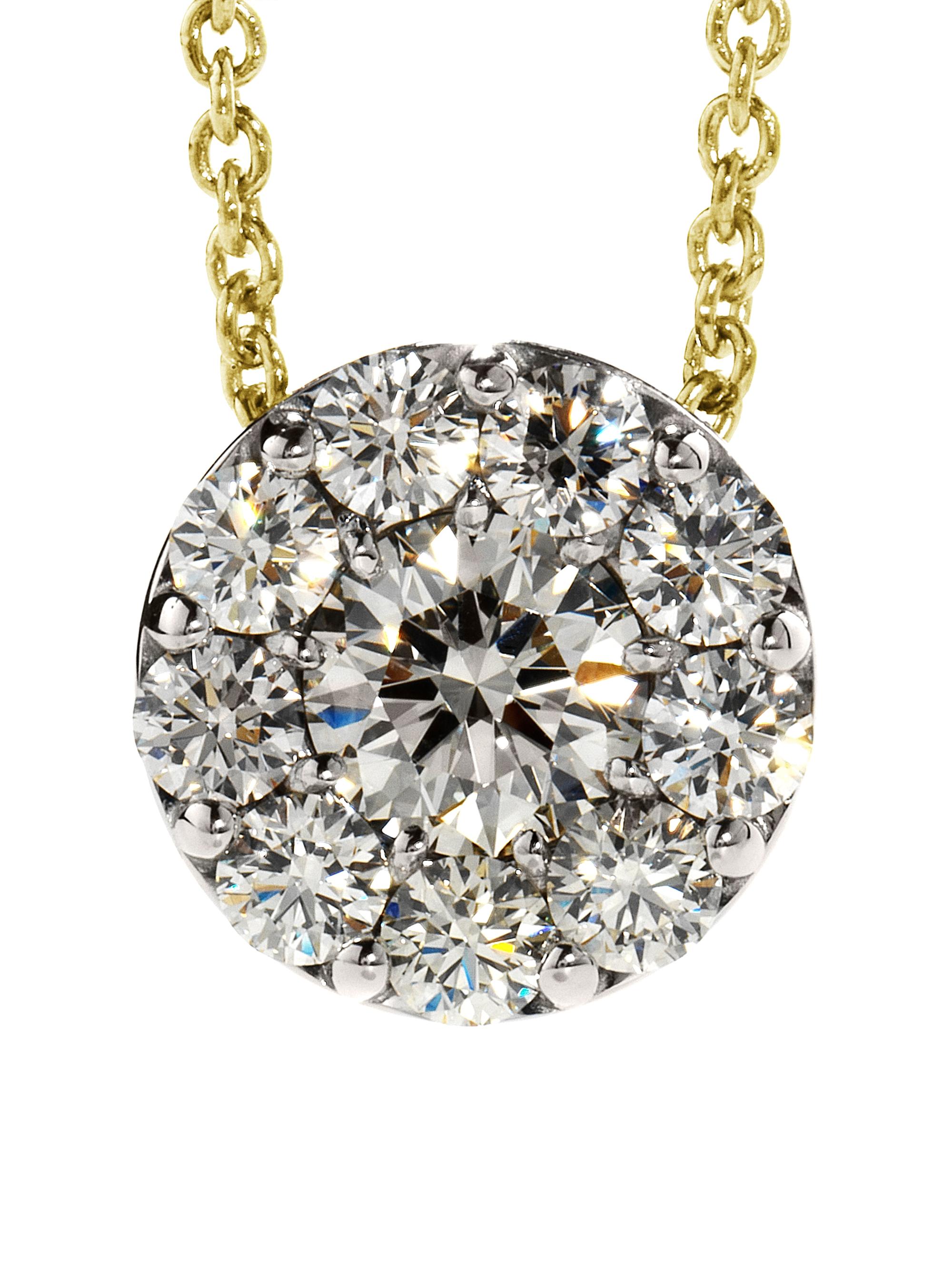 Hearts On Fire Women's Fulfillment 18K Yellow Gold & 0.46-0.56 TCW Diamond Halo Pendant Necklace - Yellow Gold