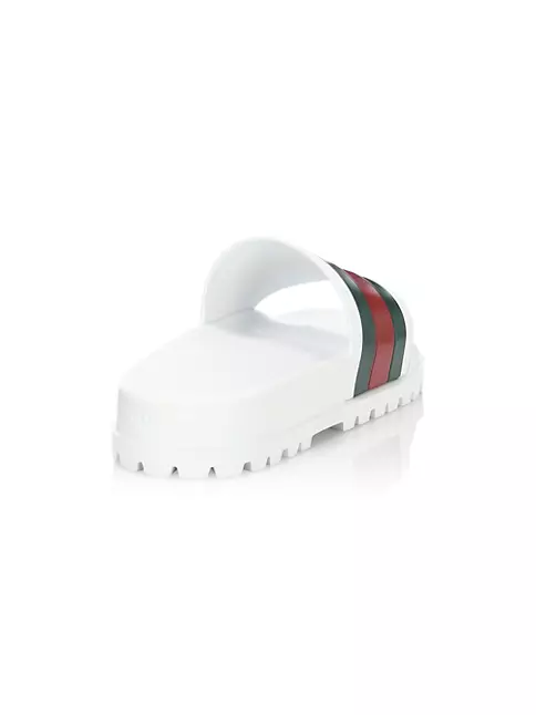 GUCCI Rubber Slides White Platform Sandals Shoes Mules 40