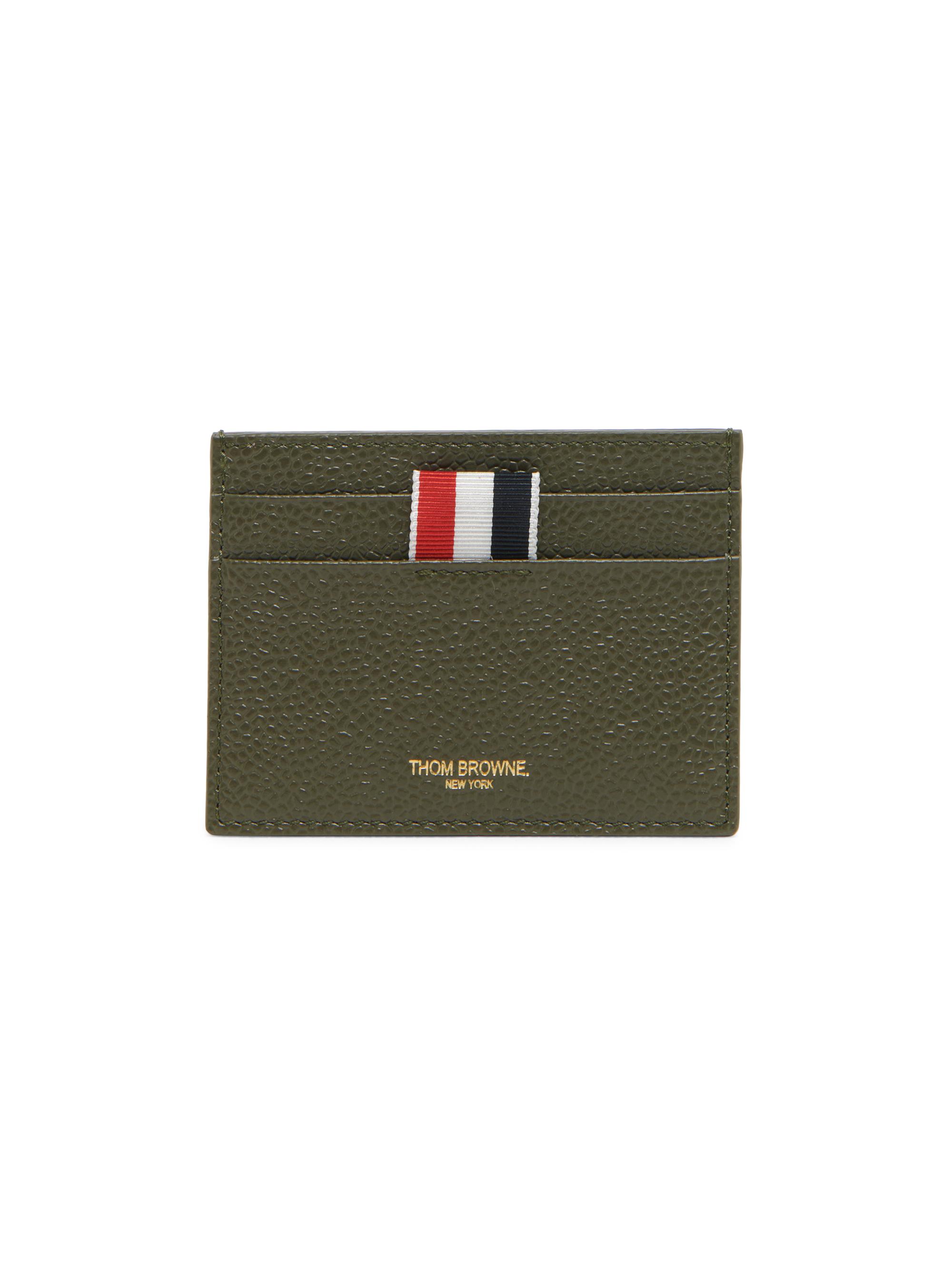 Thom Browne Men's Striped Leather Card Holder - Dark Green