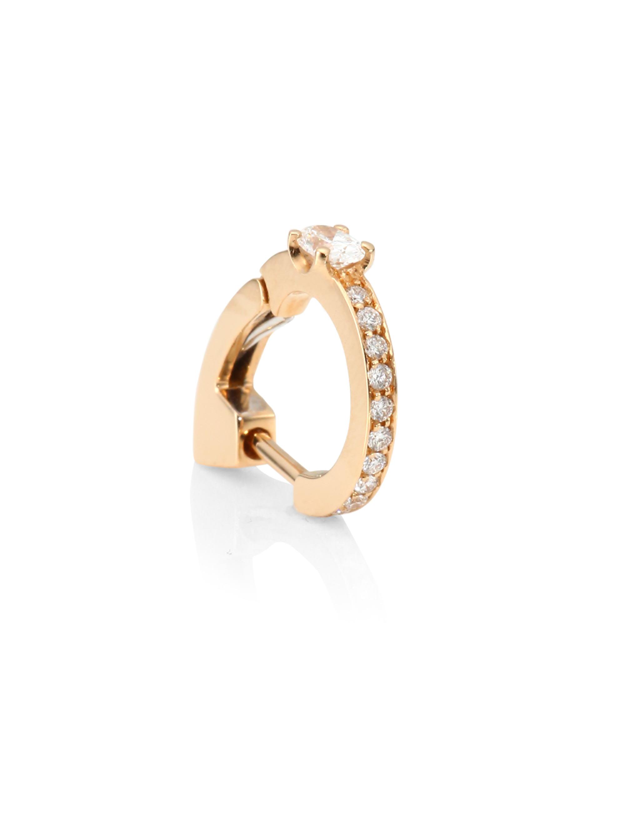 Repossi Women's Pavé Diamond & 18K Rose Gold Hoop Single Earring - Rose Gold