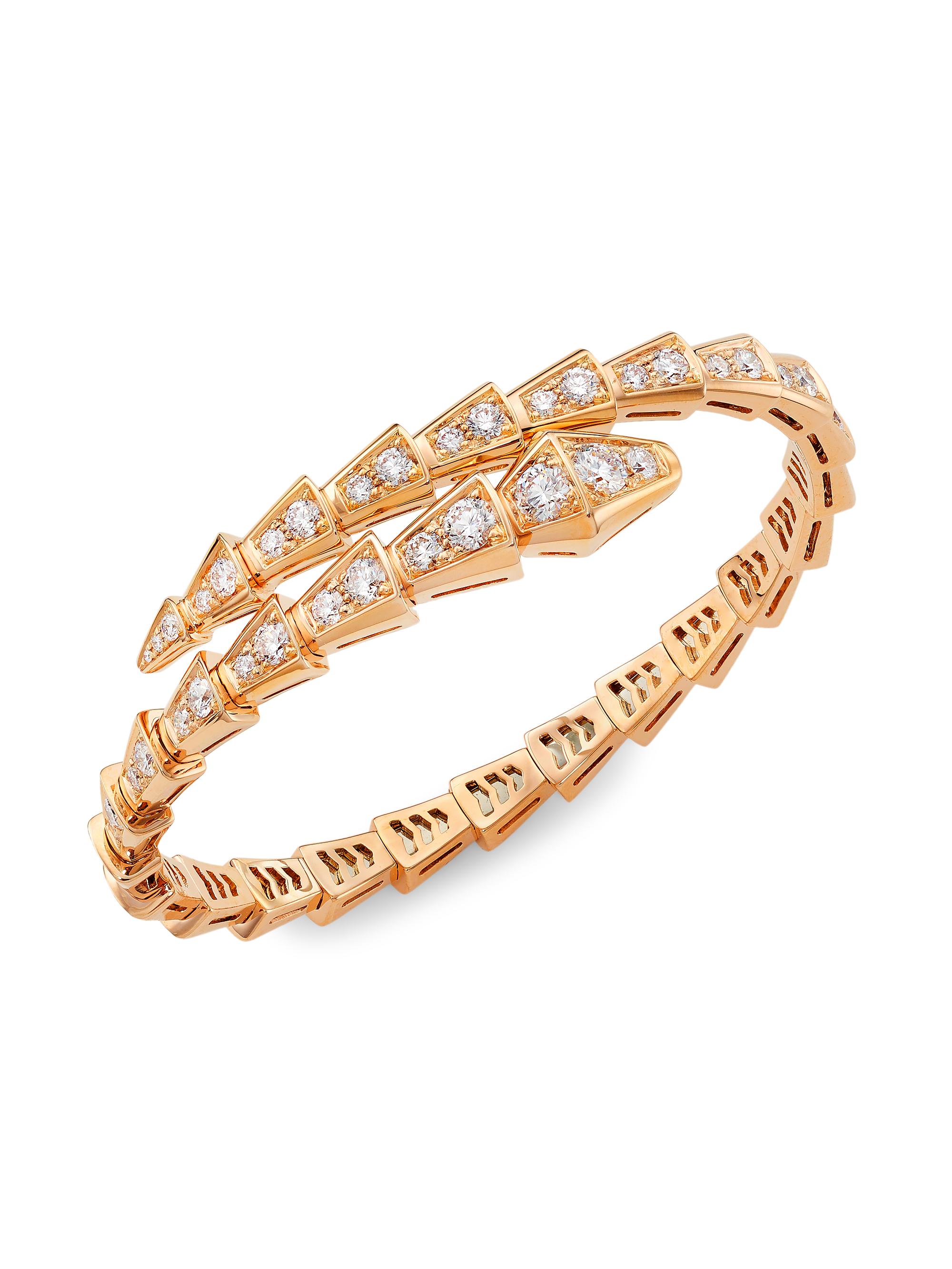 Serpenti Viper 18K Yellow Gold & Diamond Wrap Bangle Bracelet