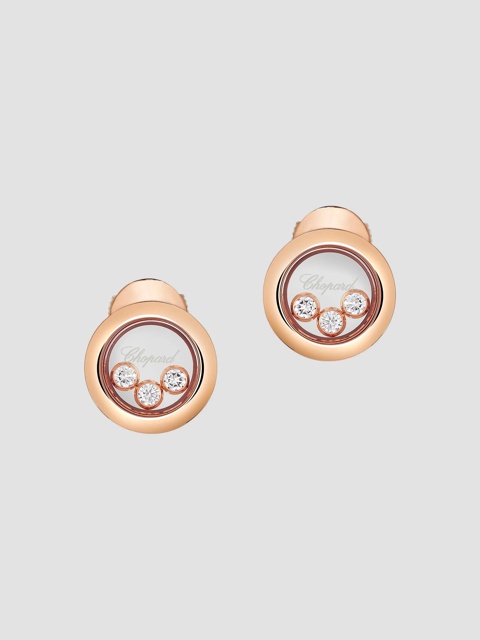 Chopard Women's Happy Diamonds 18K Rose Gold Stud Earrings - Pink Gold
