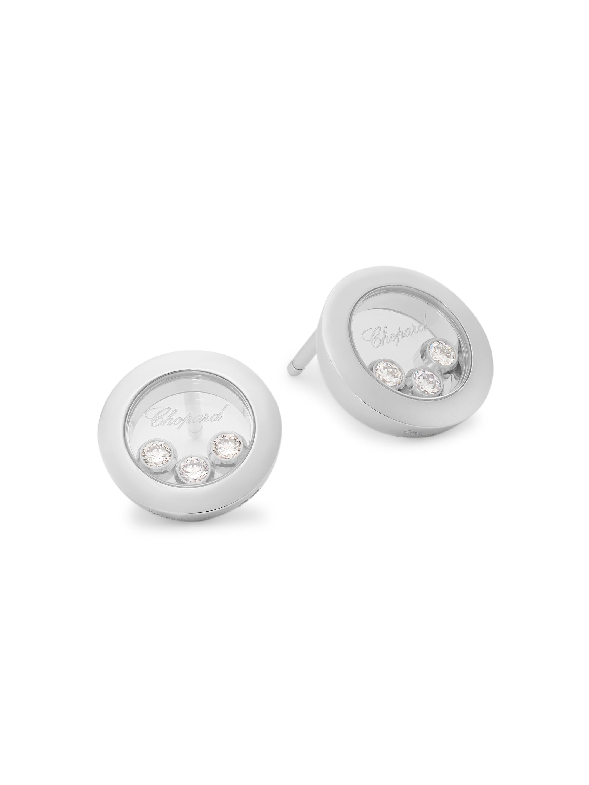 Chopard Women's Happy Diamonds 18K White Gold Stud Earrings - White Gold