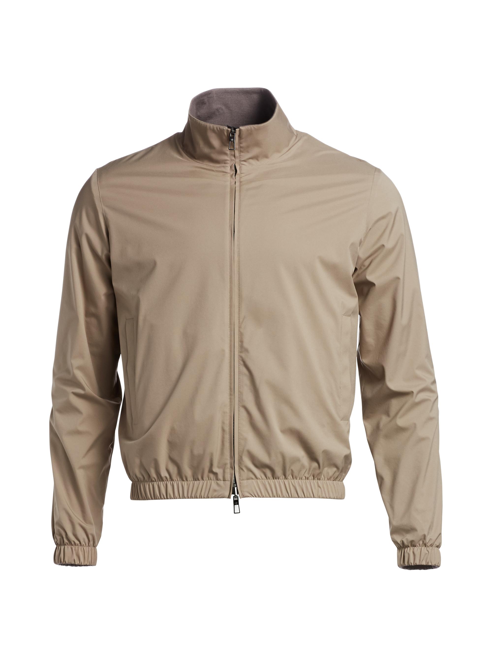 Loro Piana Men's Nylon Zip-Up Bomber Jacket - Tobacco