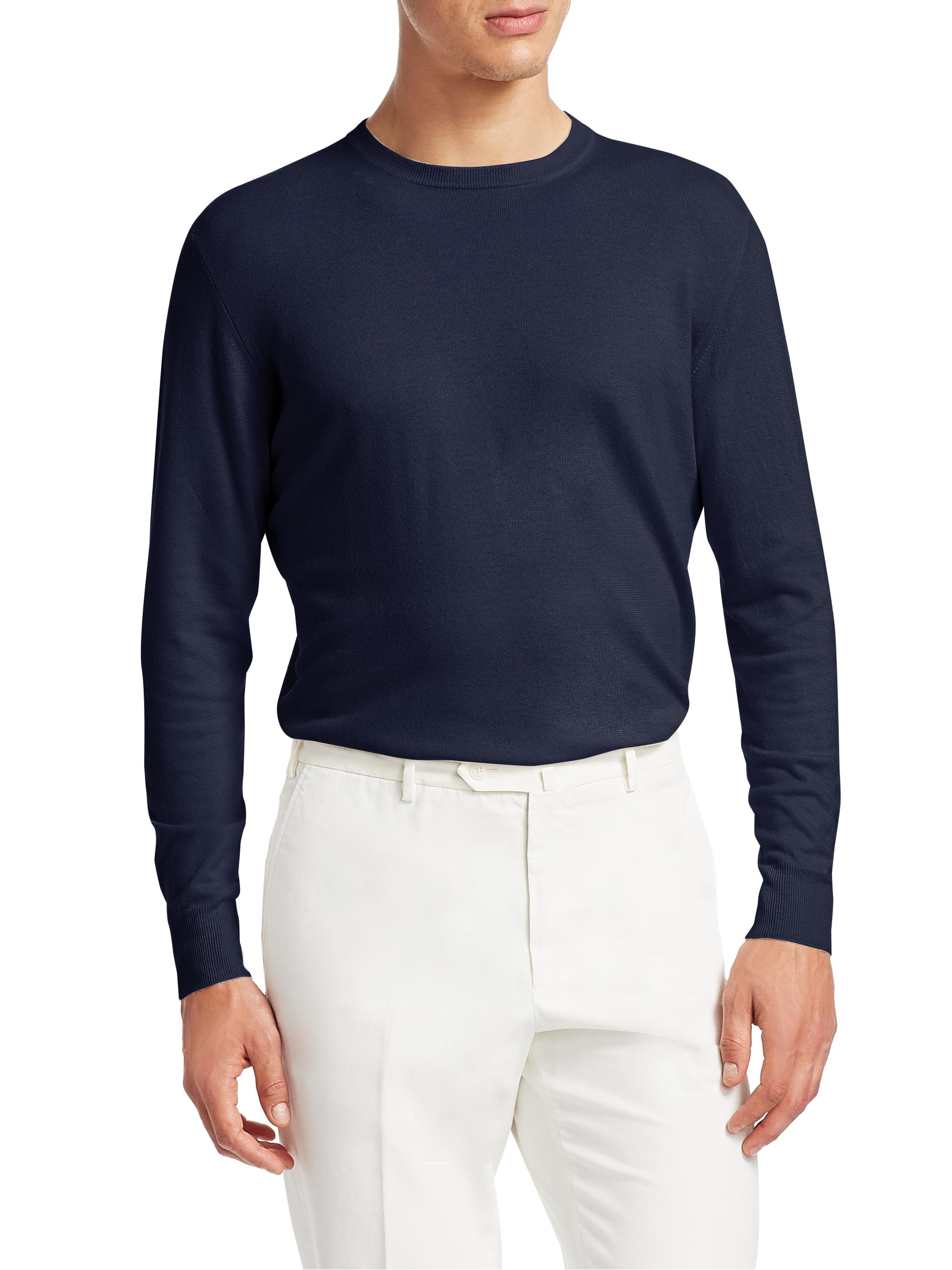 Loro Piana Men's Girocollo Cashmere Sweater - Blue