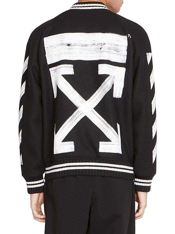Shop Off-White Diagonal Brushed Varsity Jacket | Saks Fifth Shop Off-White Diagonal Brushed Varsity Jacket | Saks Fifth