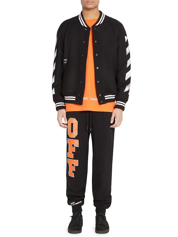 Shop Off-White Diagonal Brushed Varsity Jacket | Saks Fifth Shop Off-White Diagonal Brushed Varsity Jacket | Saks Fifth