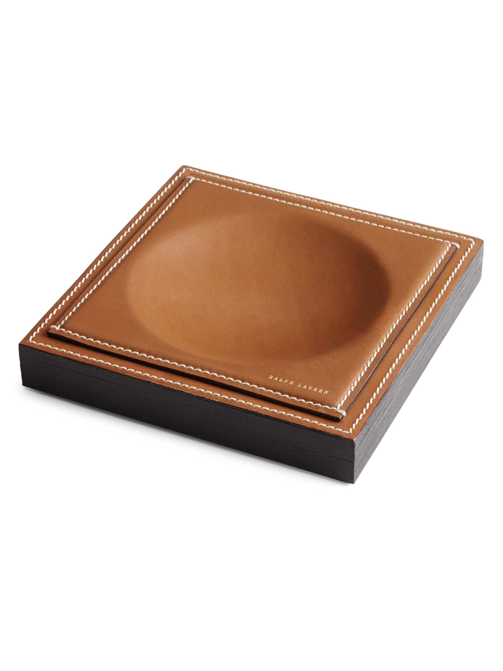 Ralph Lauren Brennan Leather-Teak Catchall - Saddle