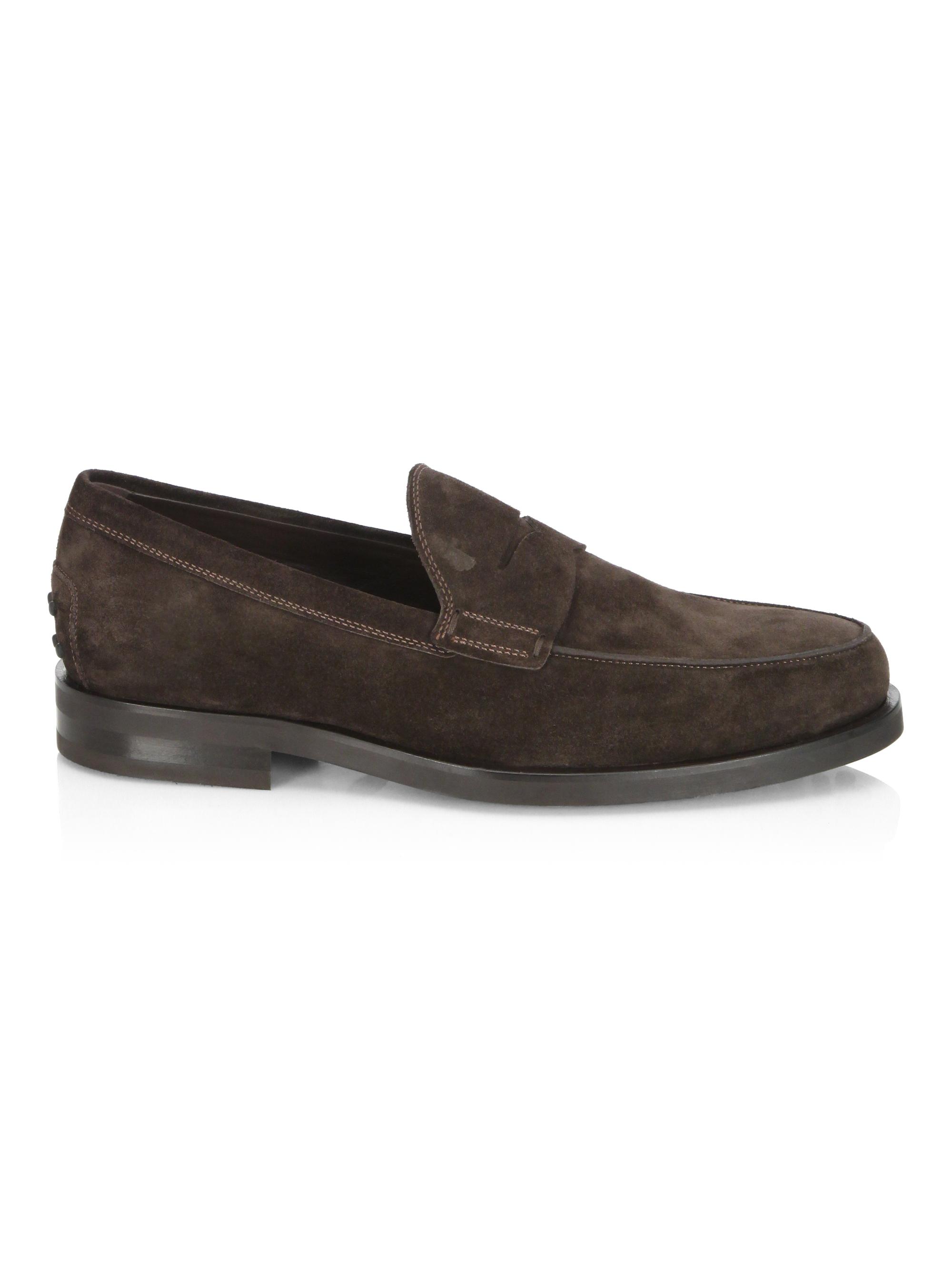 Tod's Men's Suede Penny Loafers - Dark Brown