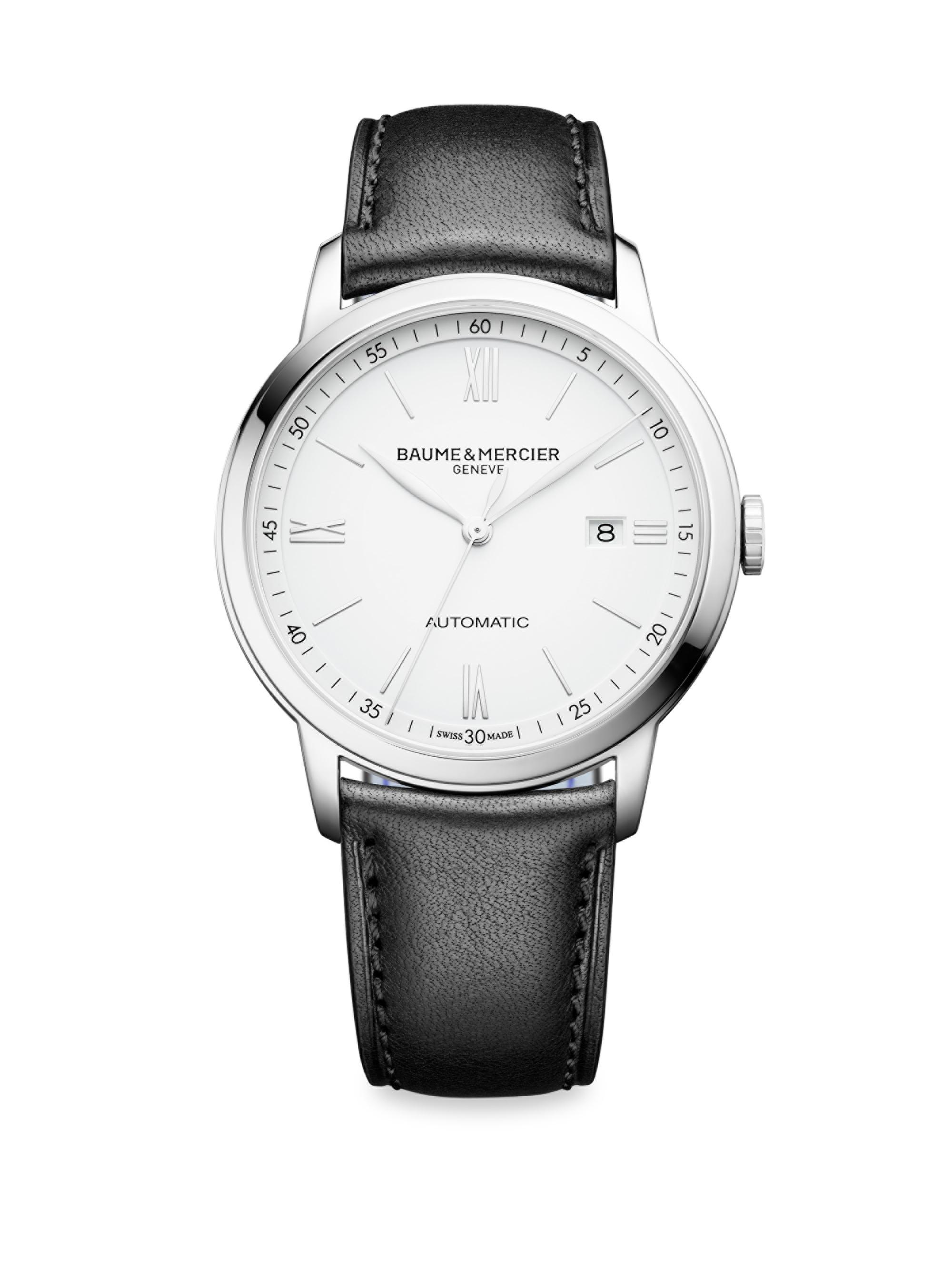 Baume & Mercier My Classima Stainless Steel & Leather Strap Watch - Black