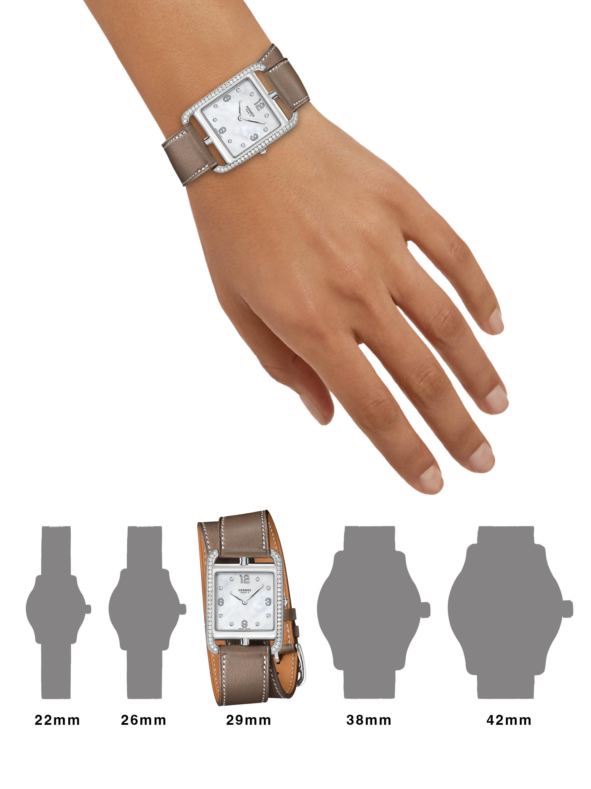 HERMÈS Cape Cod Stainless Steel, 0.61 TCW Diamond & Leather Strap