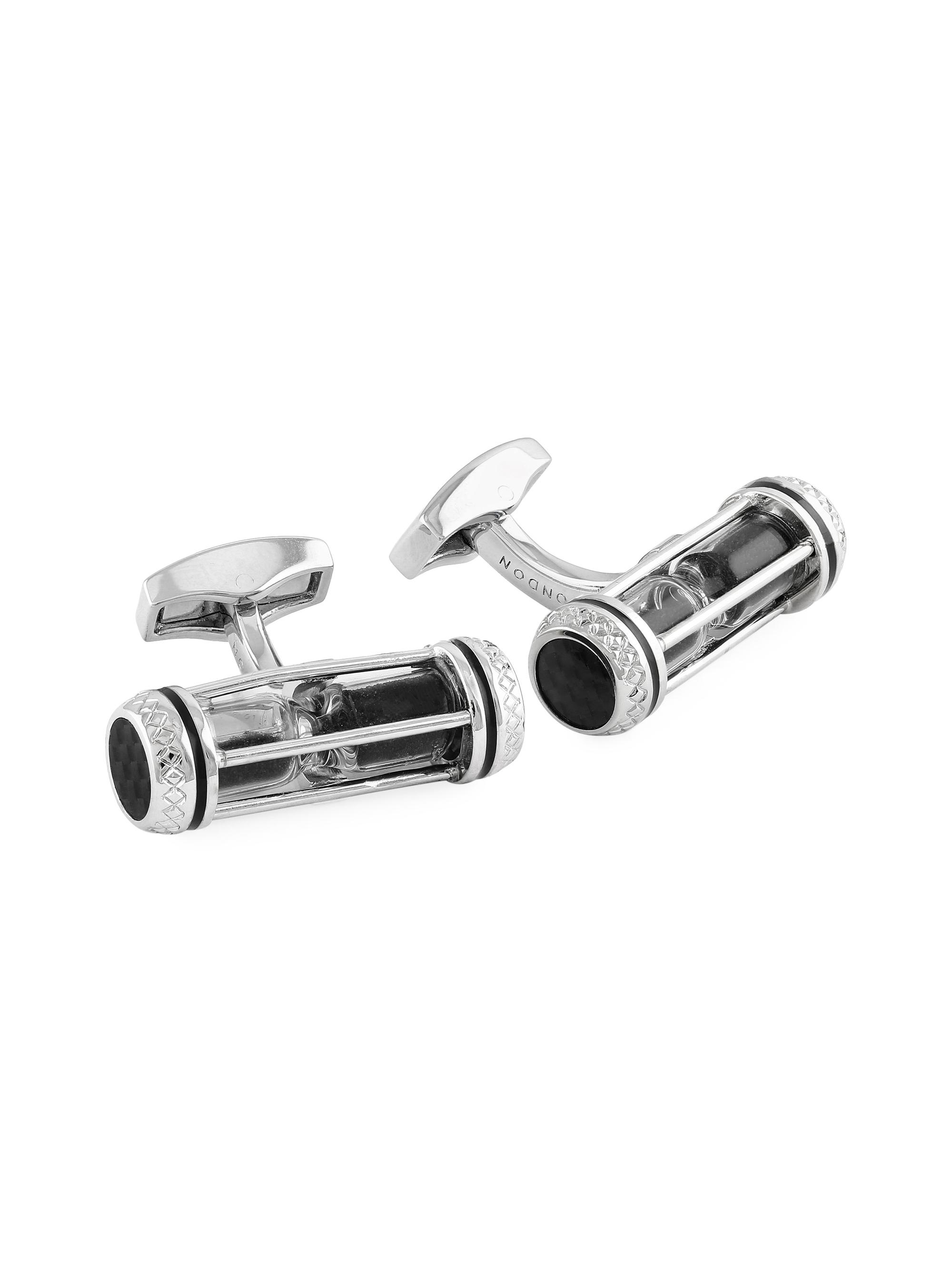 Tateossian Men's Sand Timer Black Enamel Cufflinks