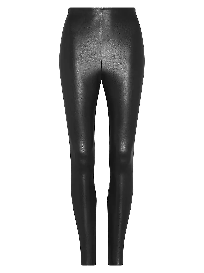 Black Button Faux Leather Leggings - ShopperBoard