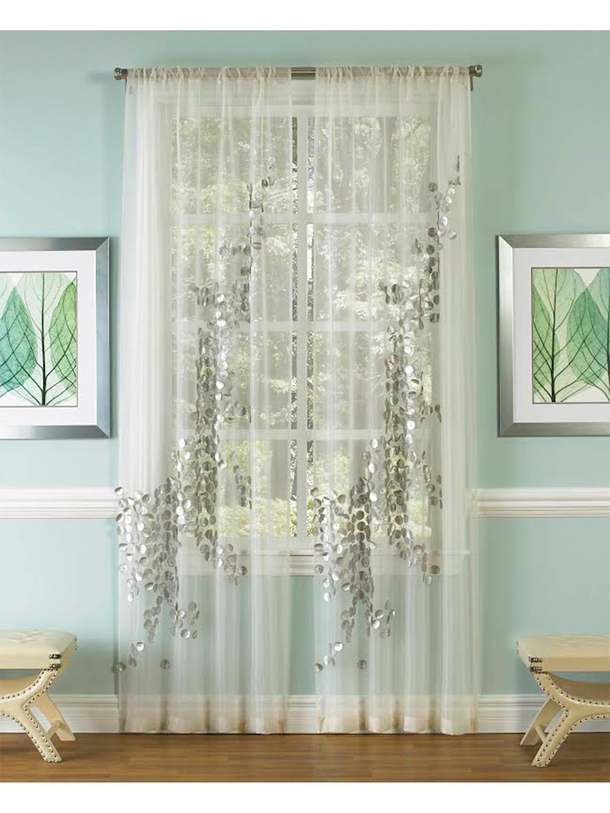 Callisto Home Sheer Embellished Curtain - White