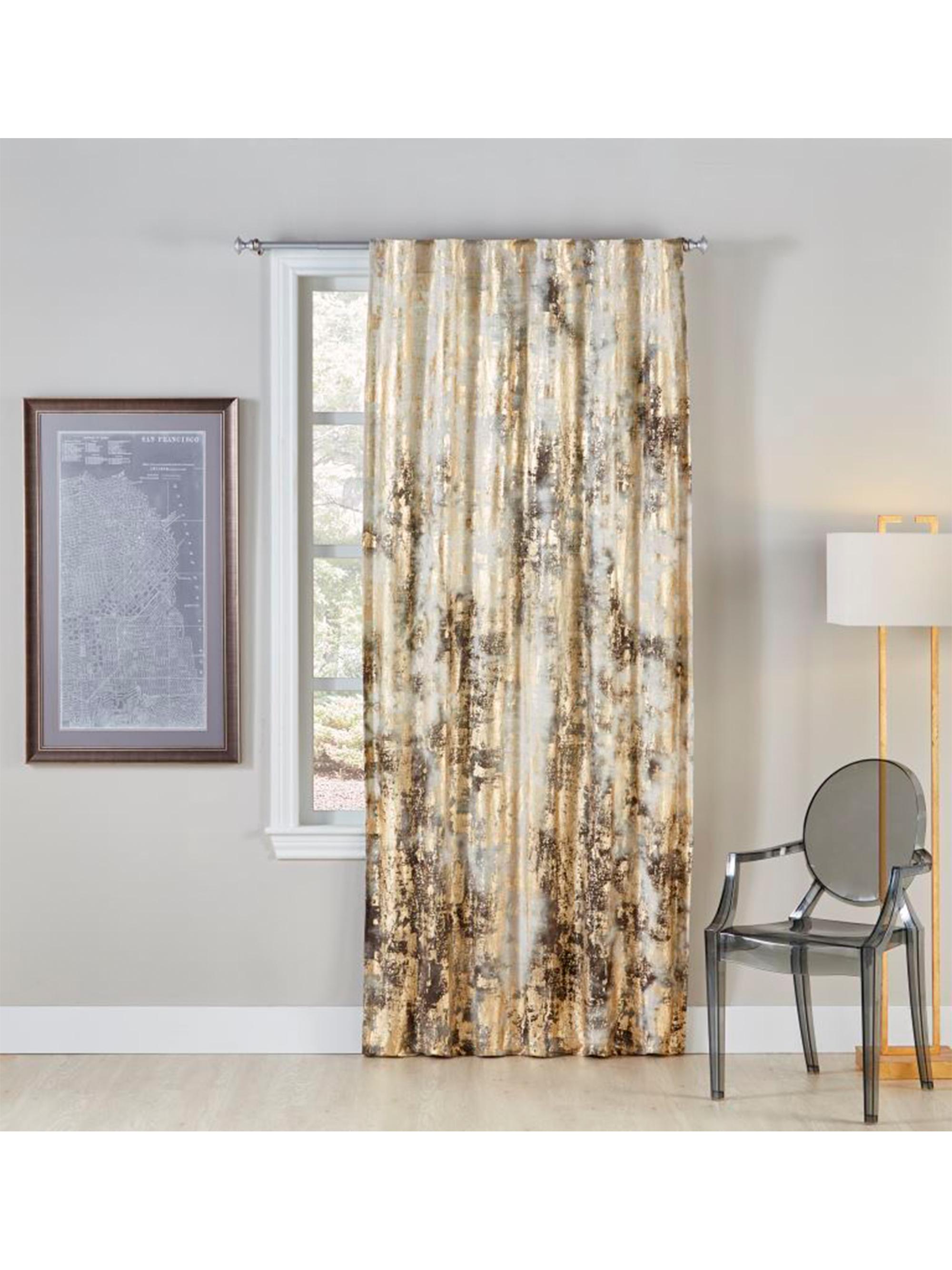 Callisto Home Dyed Foil Mesh Curtain - Grey