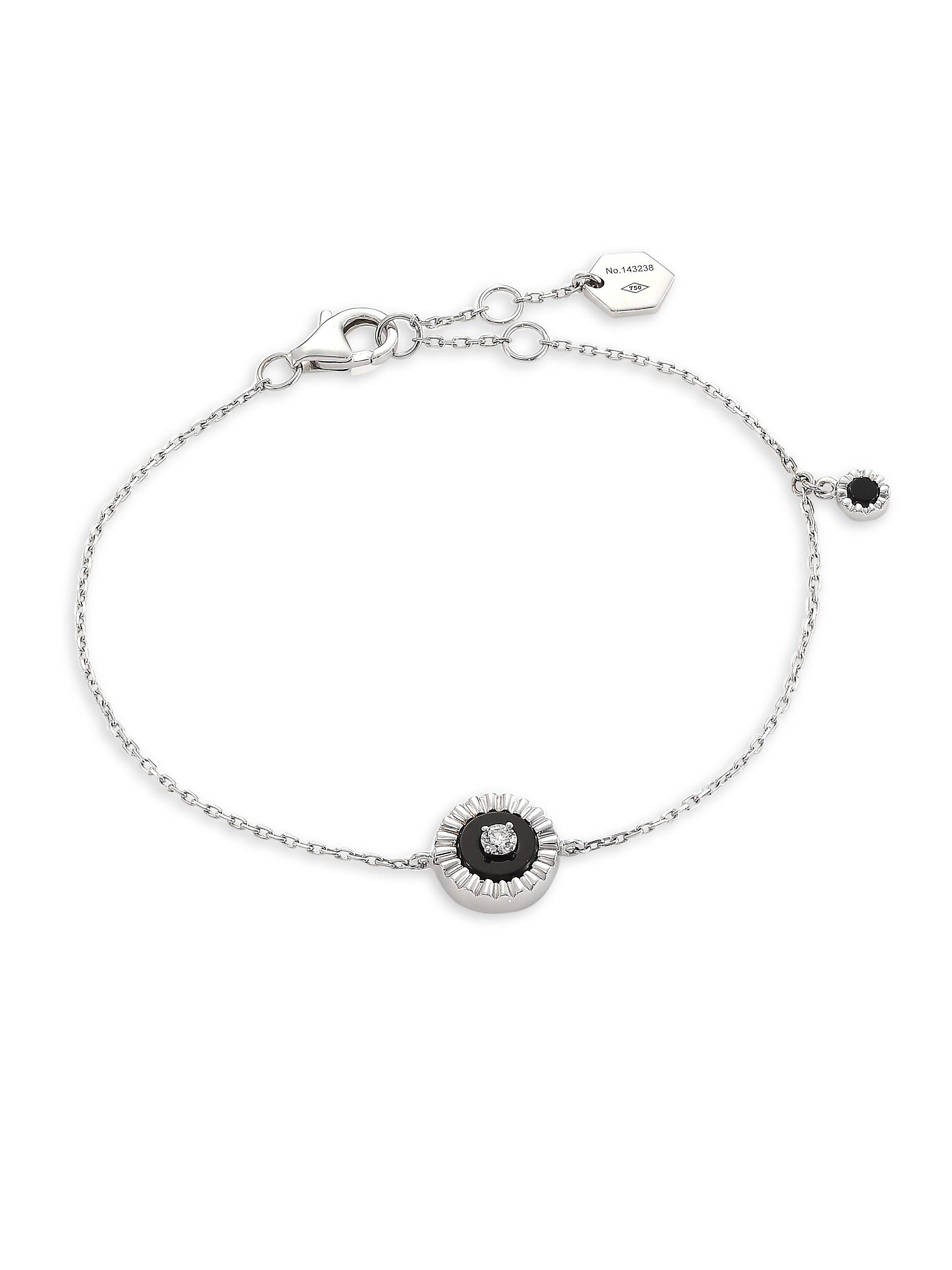Marli Women's Coco Diamond & Black Onyx 18K White Gold Charm Bracelet - Black