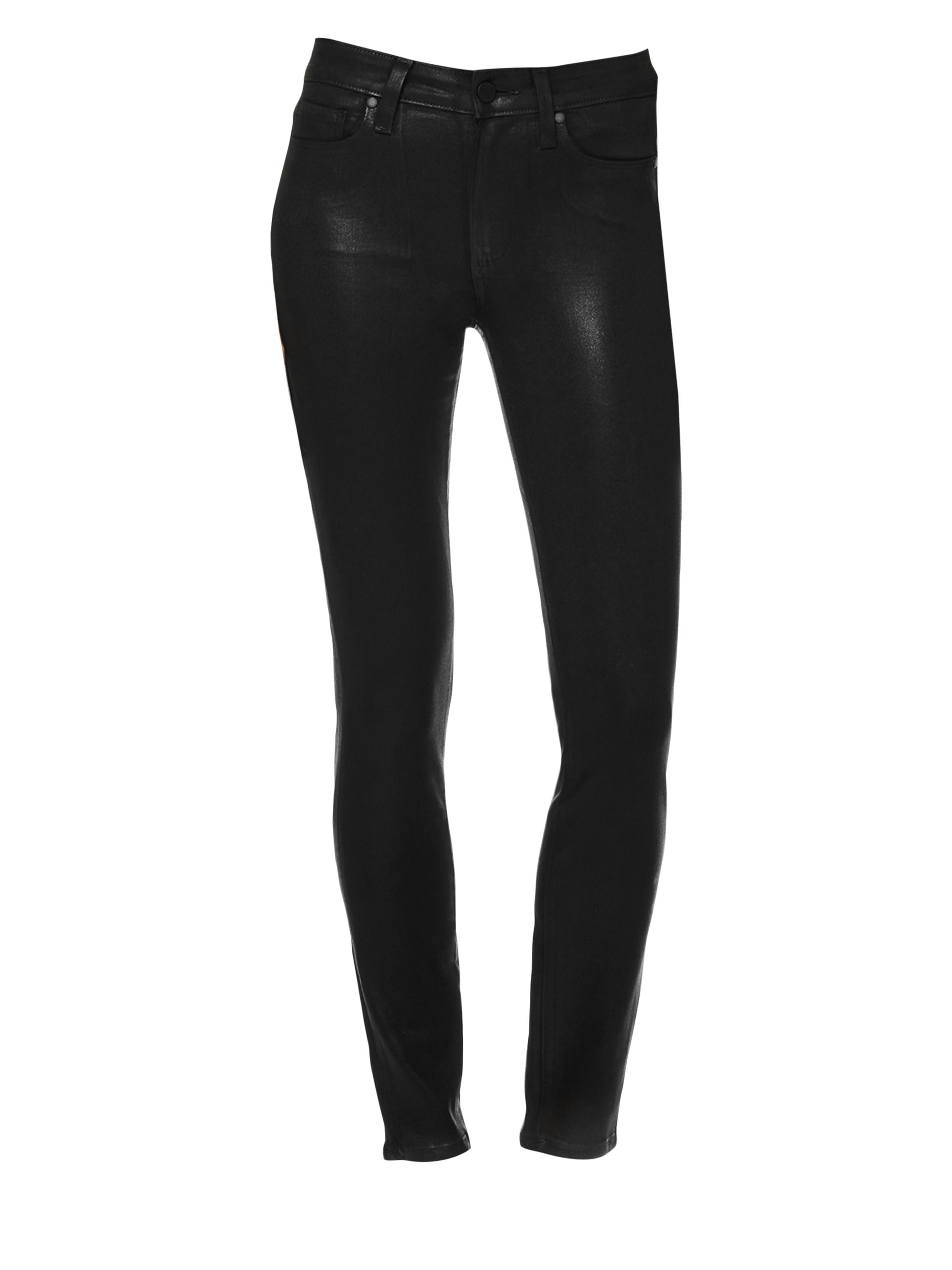 Paige Women's Hoxton High-Rise Coated Ankle Skinny Jeans - Black Fog Luxe Coating
