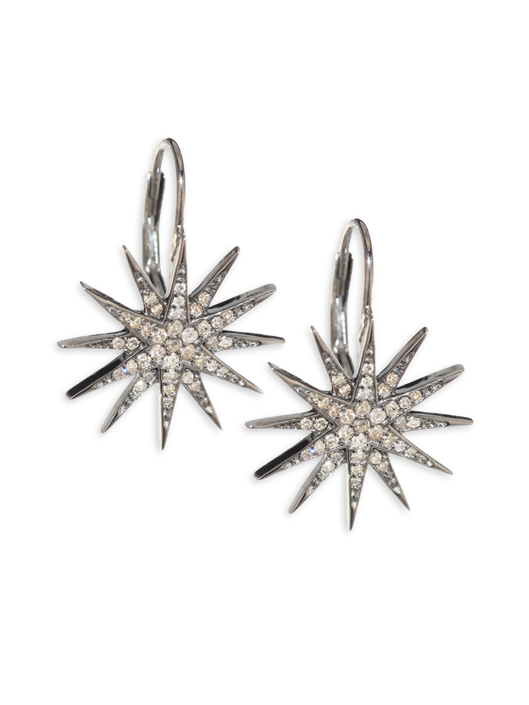 Nina Gilin Women's Diamond Starburst Earrings - Black Rhodium Silver