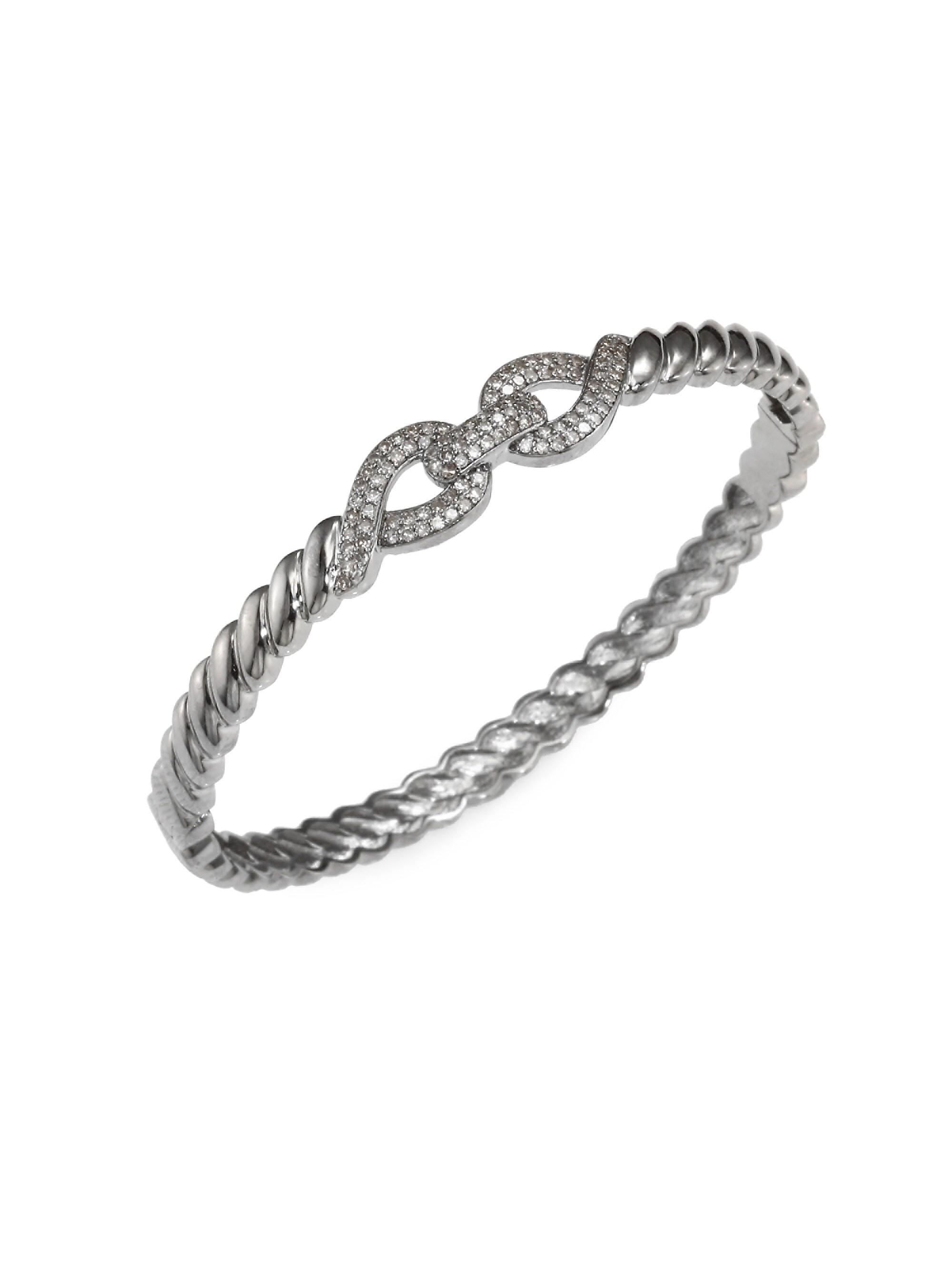 Nina Gilin Women's Diamond Bangle - Silver