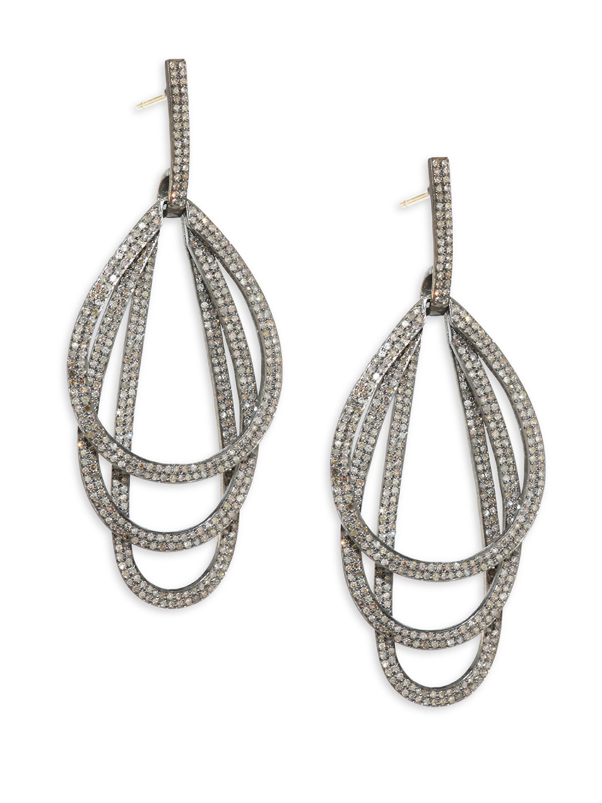 Nina Gilin Women's Diamond Multi-Drop Earrings - Silver