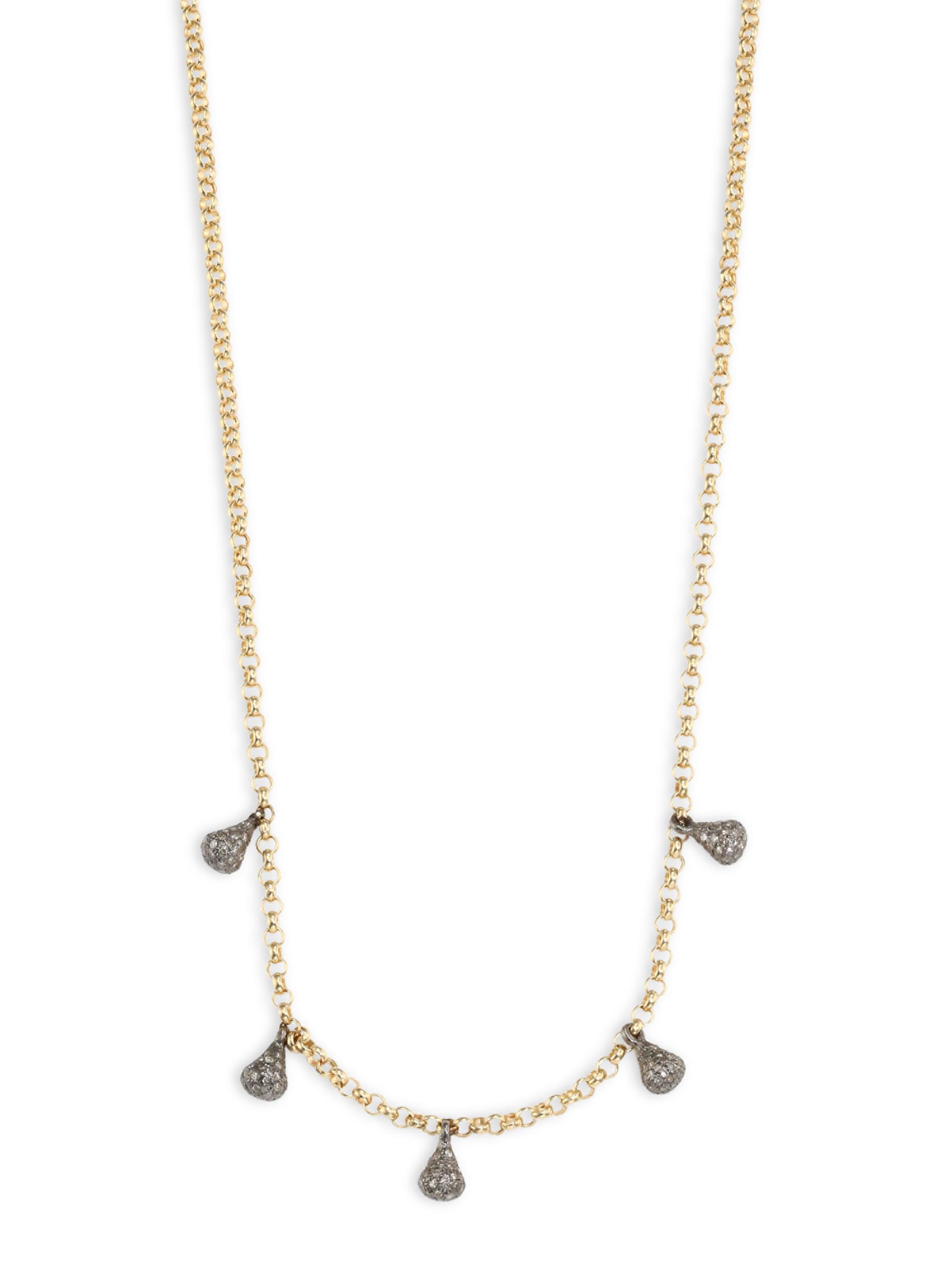 Nina Gilin Women's Diamond & 14K Yellow Gold Station Necklace - Black Rhodium Silver