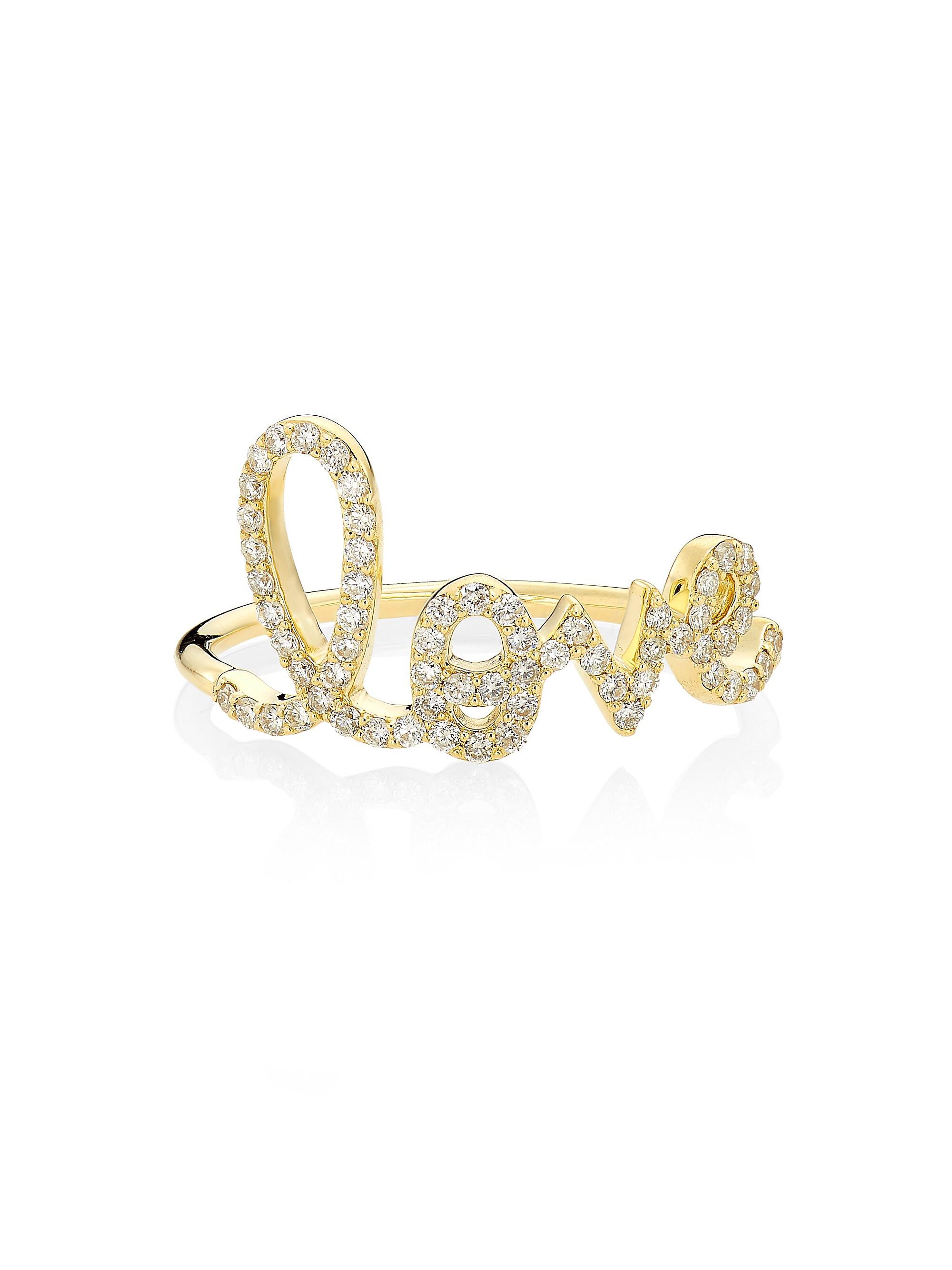 Sydney Evan Women's 14K Yellow Gold & Diamond Large Love Ring - Yellow Gold