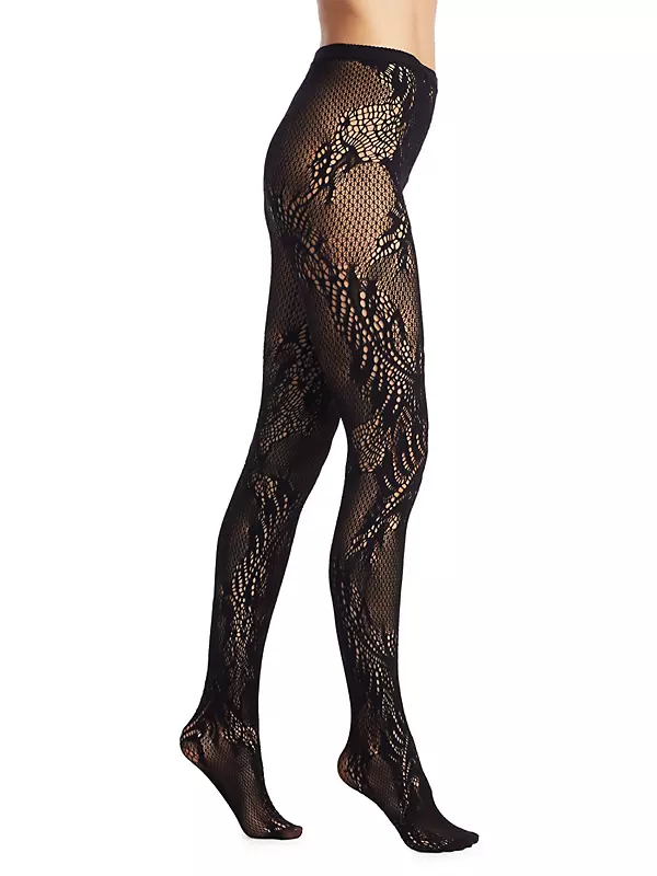 Feather Lace Net Tights