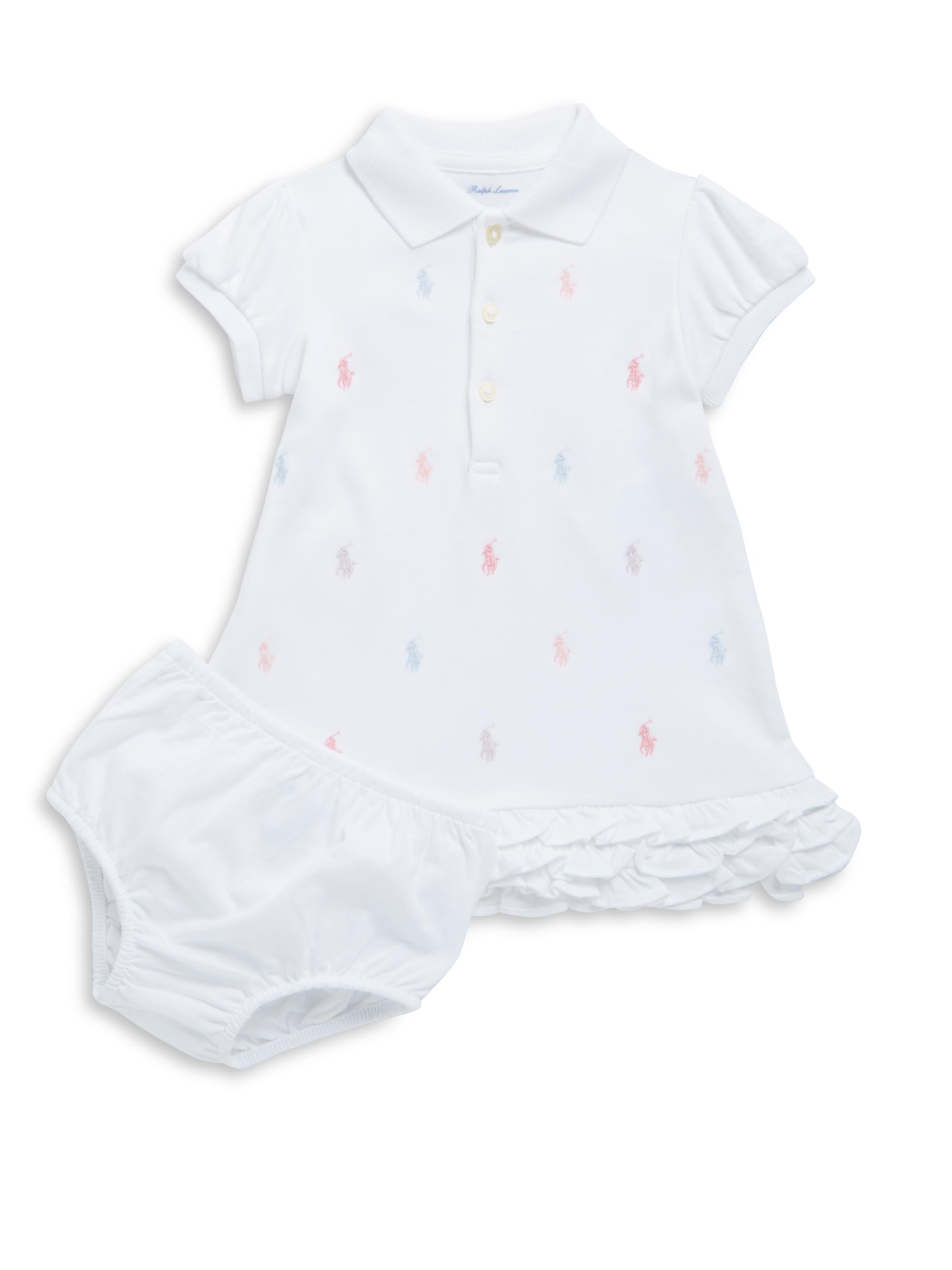 Polo Ralph Lauren Baby Girl's Ruffled Polo Dress & Bloomers Set - White 9 Months