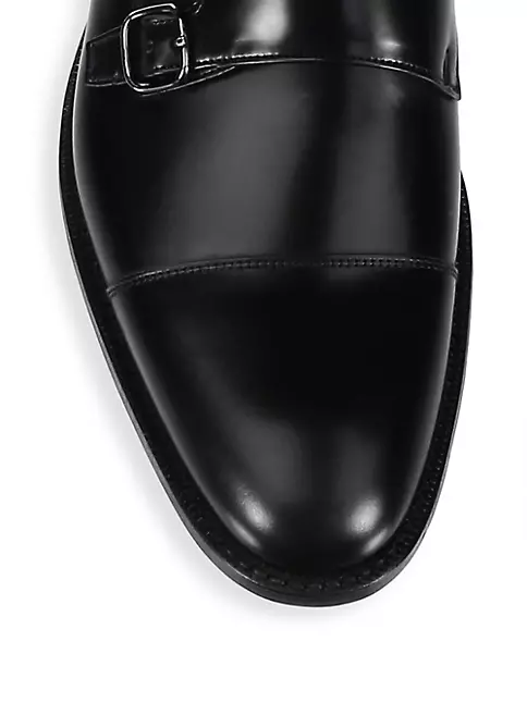 Men's Saint Double Monk Strap Shoe In Black Leather - Thursday