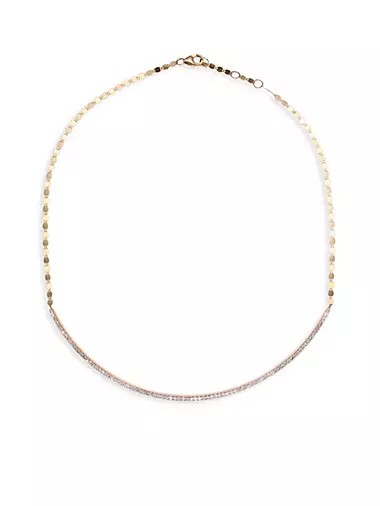 Small Diamond Curve 14K Yellow Gold Necklace/16