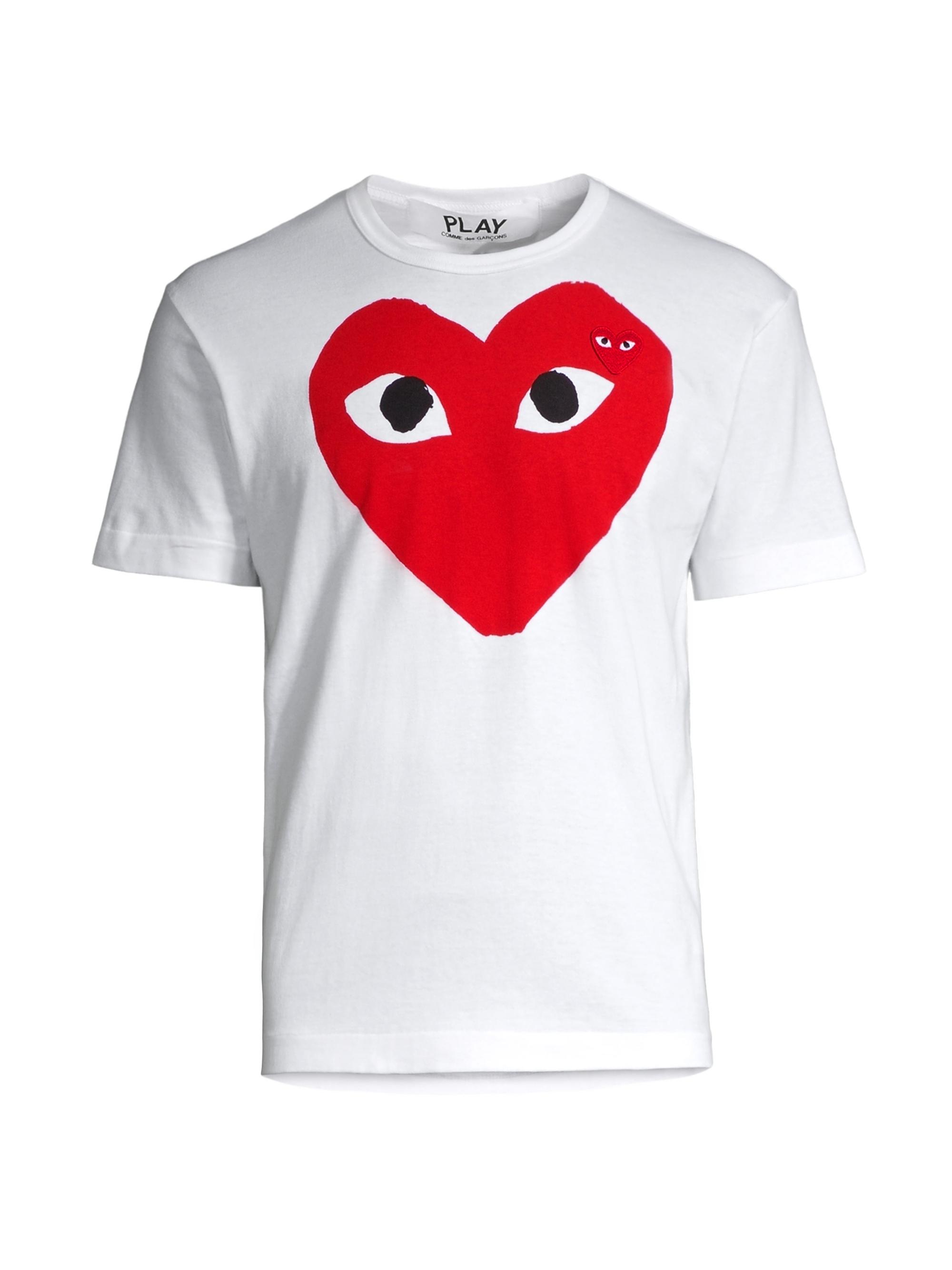 Comme des Garçons PLAY Men's Large Heart Cotton Tee - White