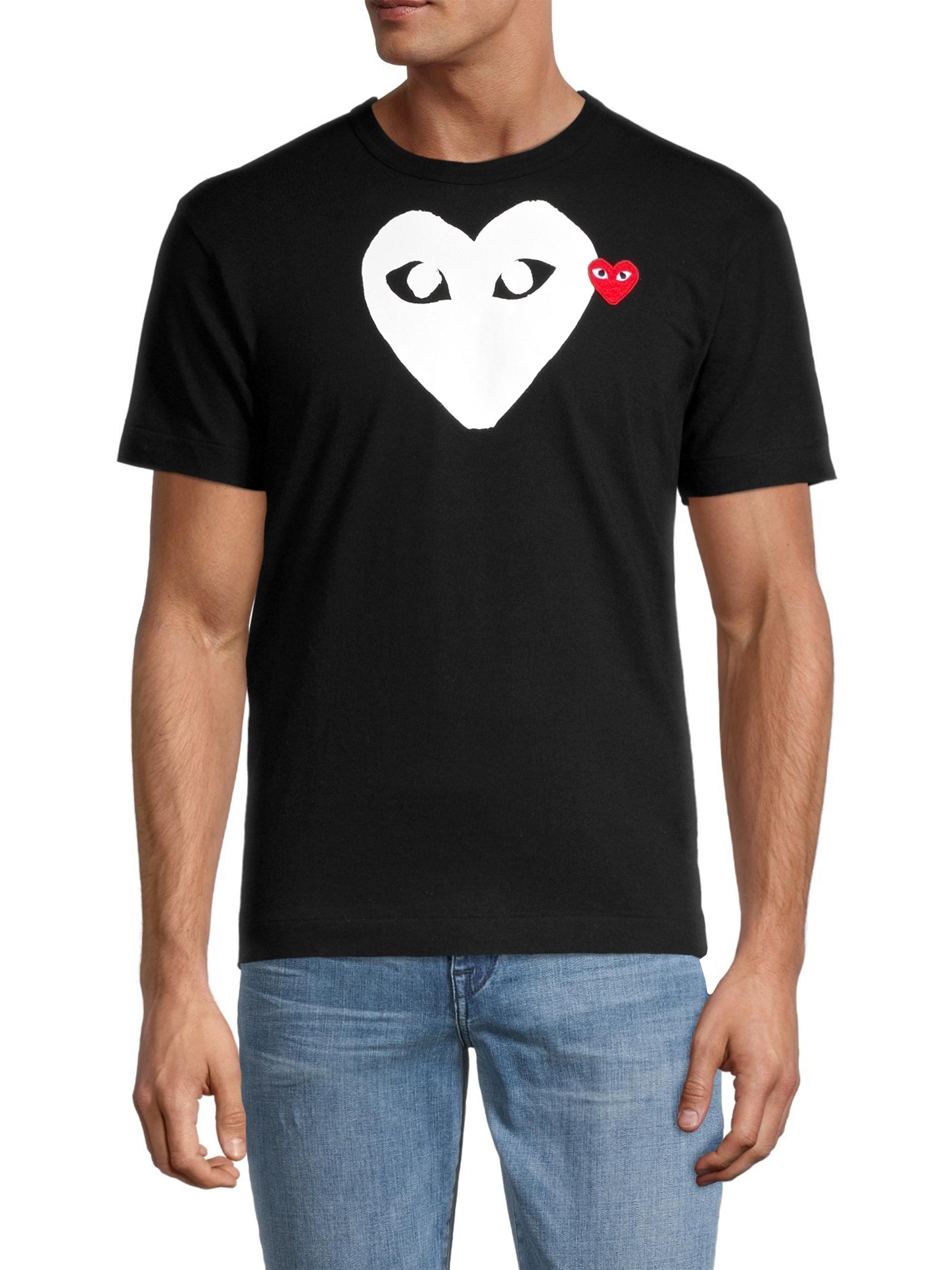 Comme des Garçons PLAY Men's Large Heart Cotton Tee - Black | Thumbnail 3