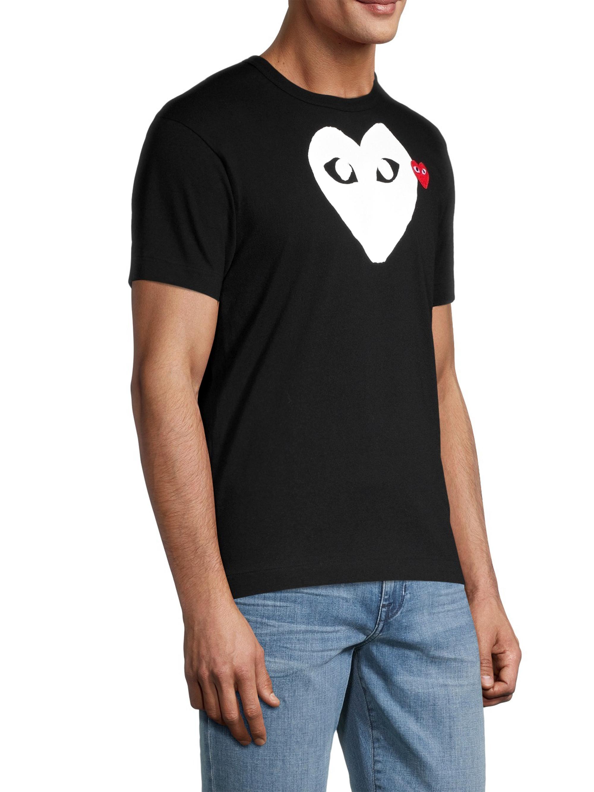 Comme des Garçons PLAY Men's Large Heart Cotton Tee - Black | Thumbnail 4