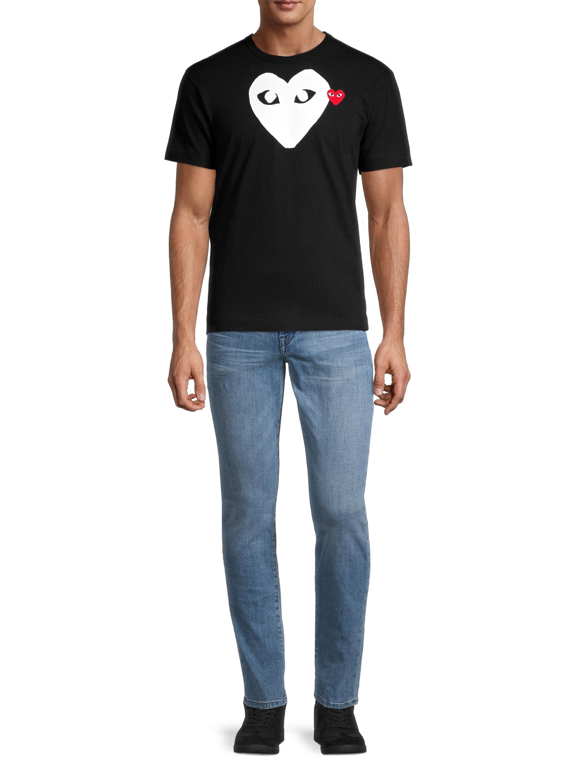 Comme des Garçons PLAY Men's Large Heart Cotton Tee - Black | Thumbnail 2