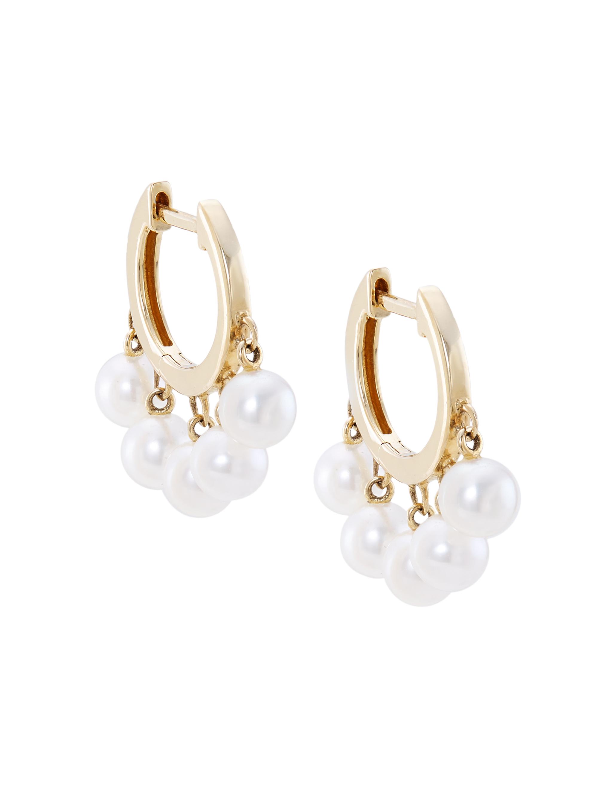 Sydney Evan Women's Freshwater Pearl Huggie Earrings - Gold