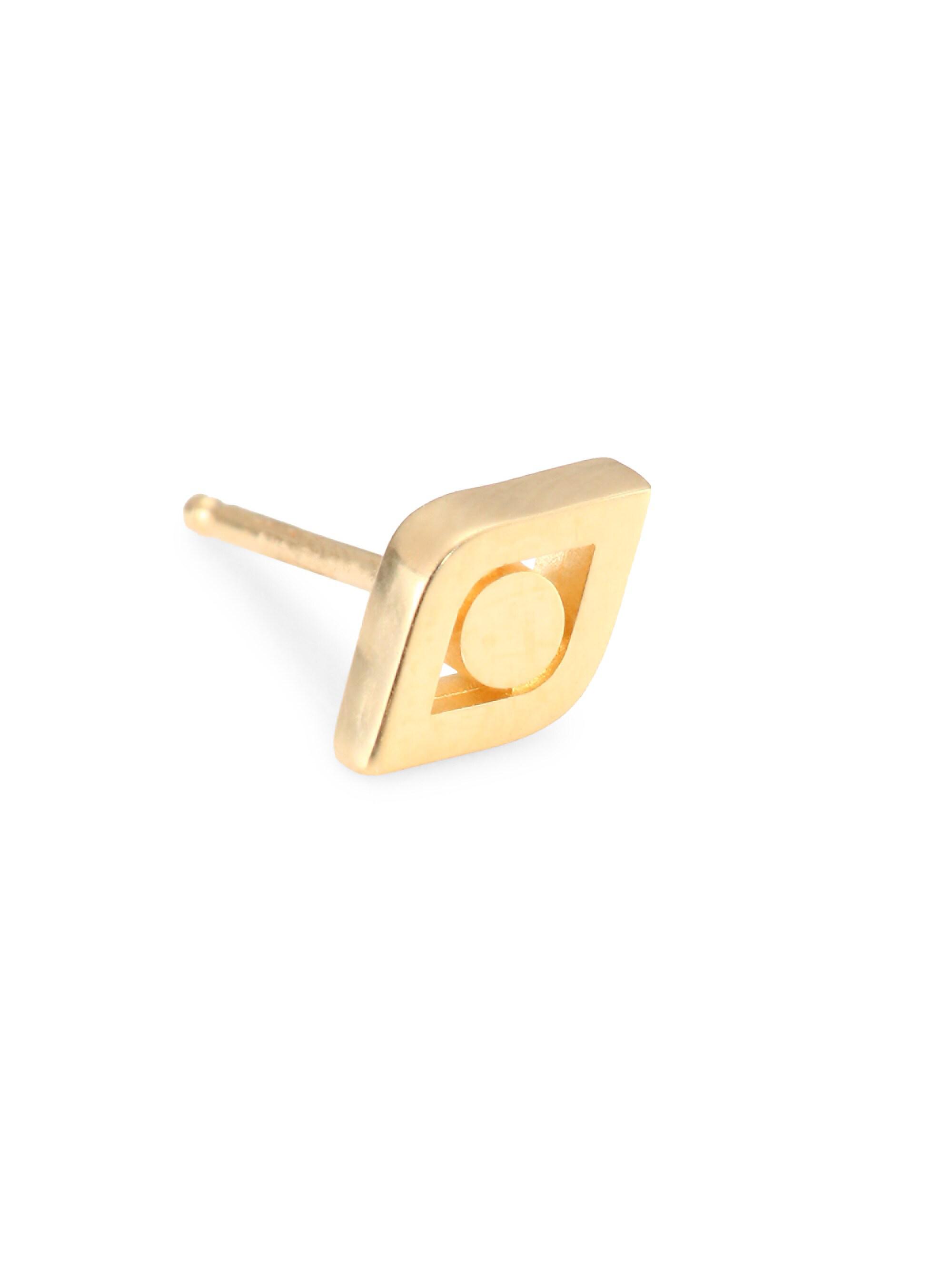 Sydney Evan Women's Single 14K Yellow Gold Eye Stud Earring