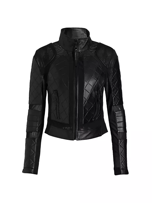 Shop Blanc Noir Leather Moto Jacket