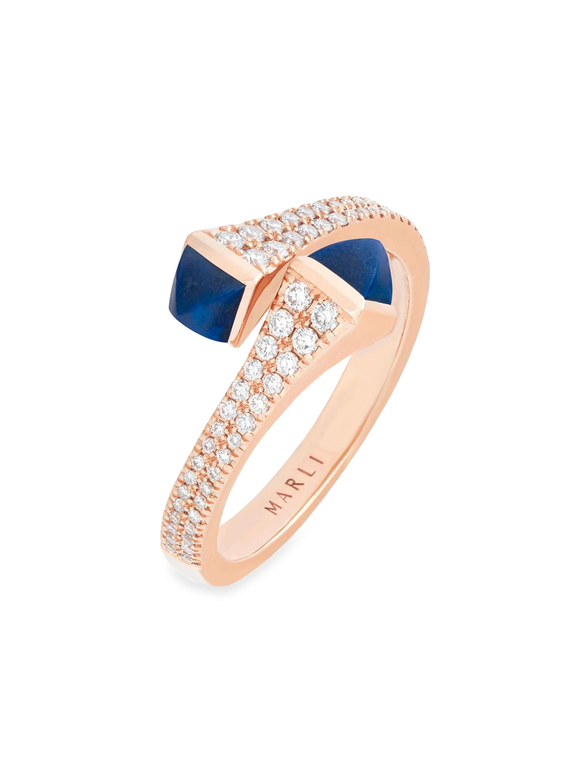 Marli Women's Cleo 18K Rose Gold, Lapis Lazuli & Diamond Wrap Ring - Pink Gold