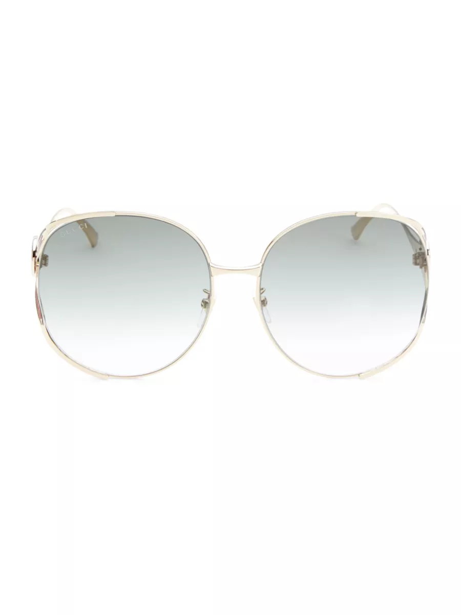 Oval-shaped sunglasses in black acetate | GUCCI® US
