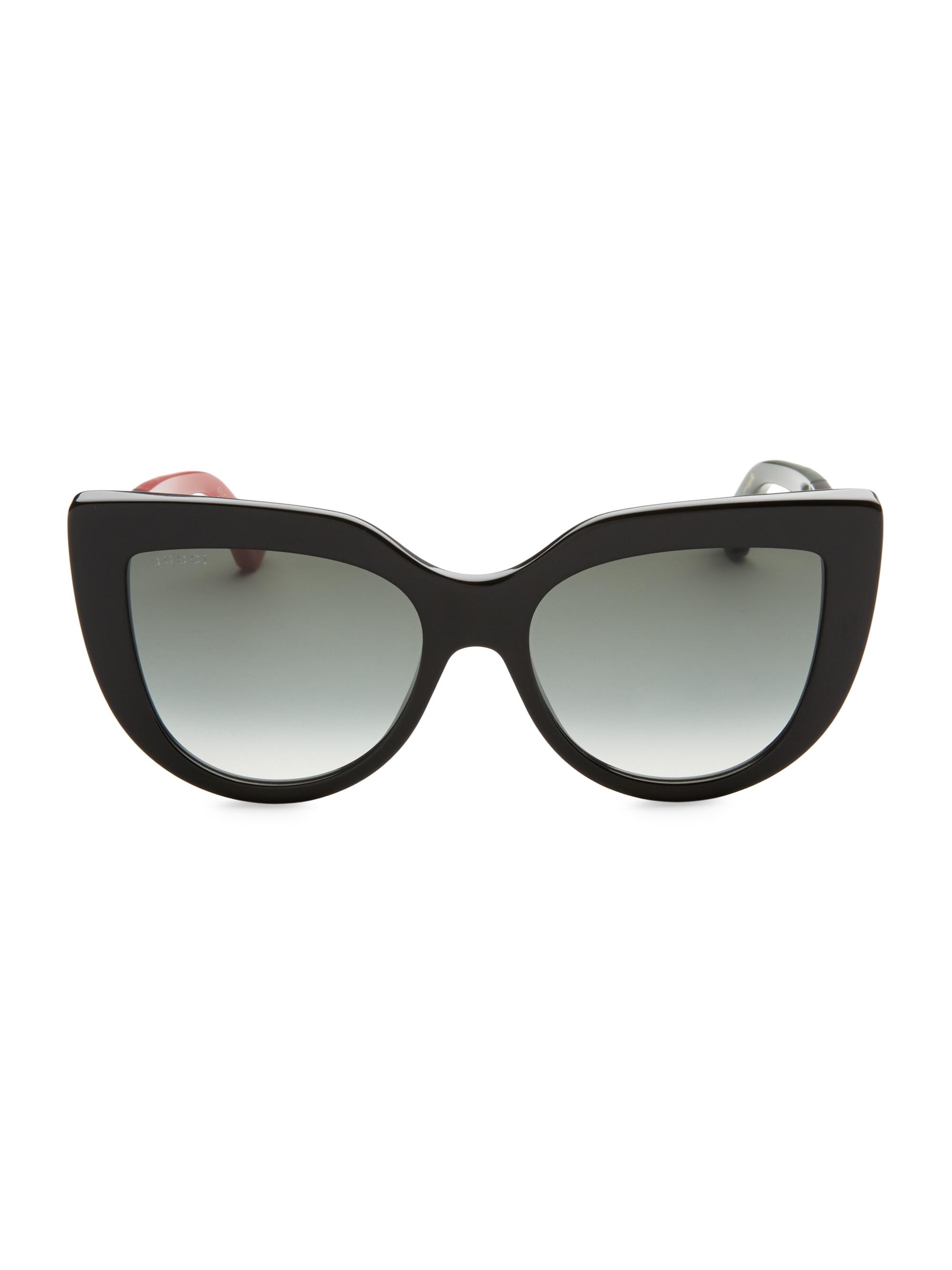 Gucci Women's 53MM Colorblocked Arm Cat Eye Sunglasses - Black