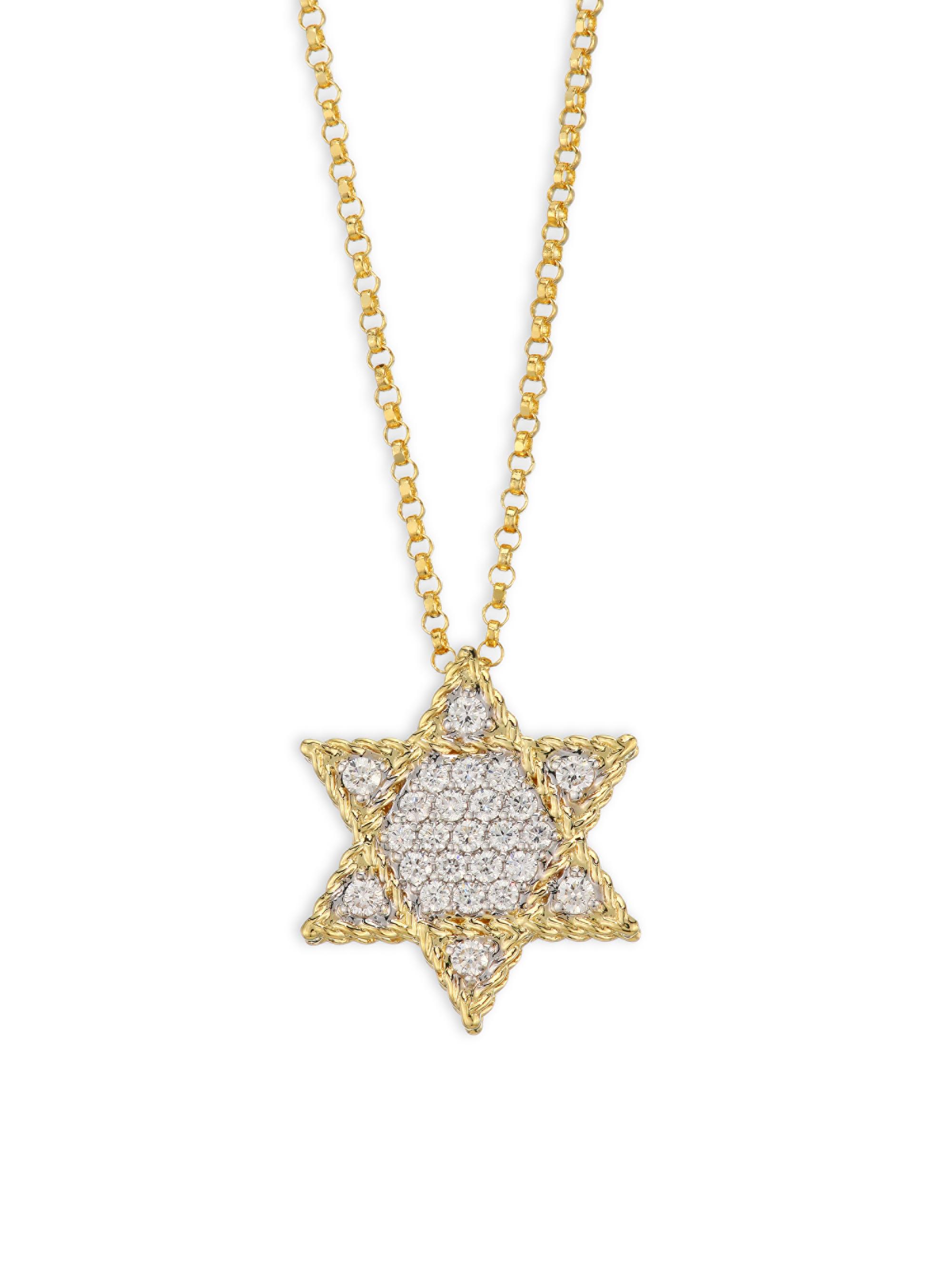 Roberto Coin Women's Princess Diamond & 18K Yellow Gold Star Of David Necklace - Yellow Gold