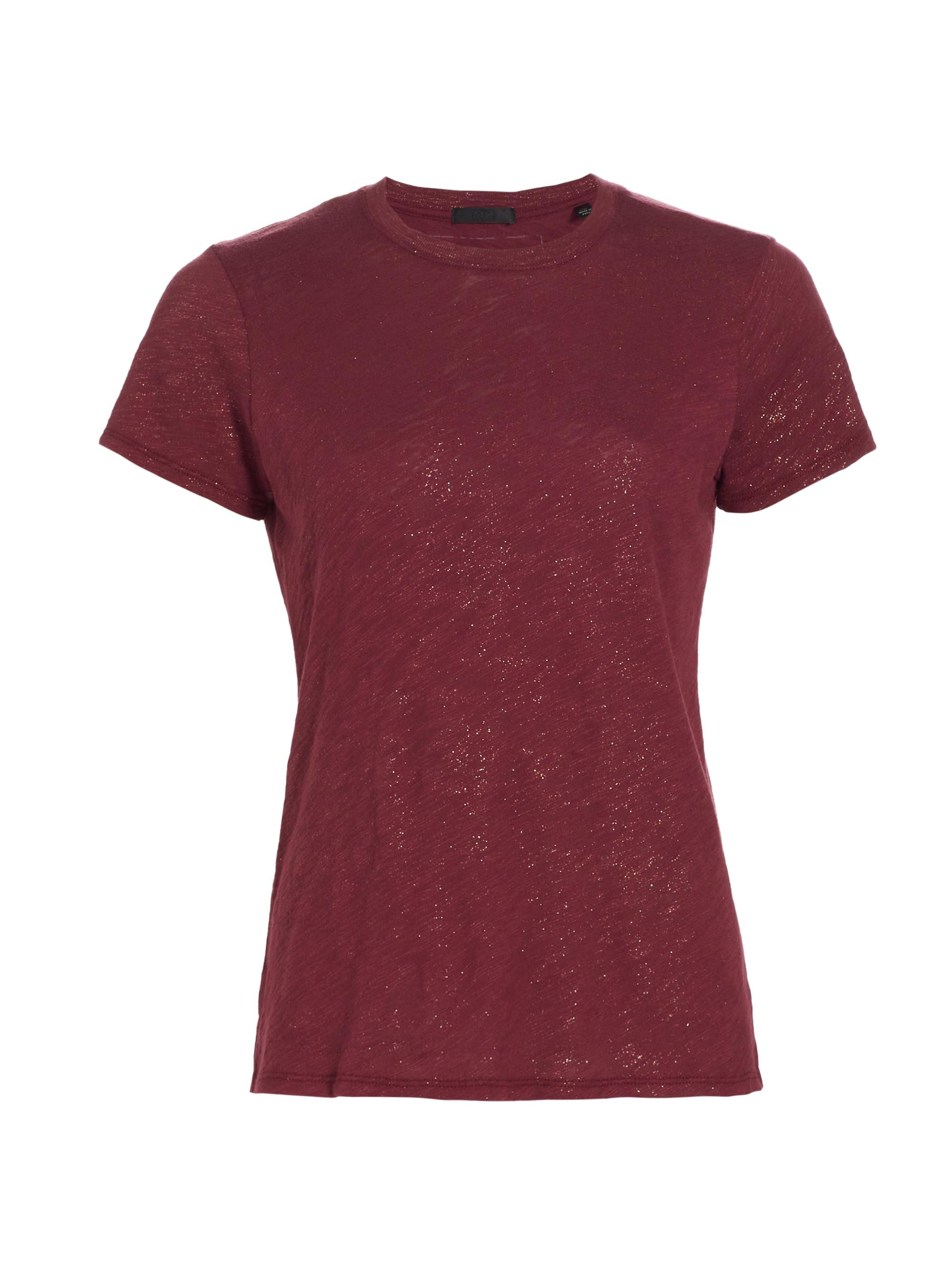 ATM Anthony Thomas Melillo Women's Schoolboy Metallic Cotton Tee - Wine