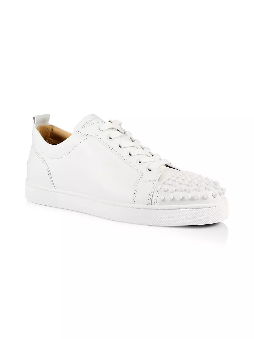 Christian Louboutin Louis Junior Spikes White/Black Suede Sneakers New