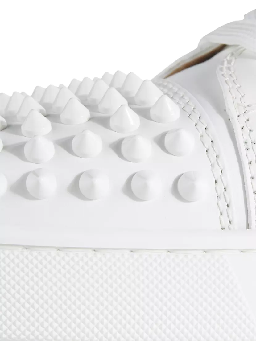 Christian Louboutin Men's Louis Junior Spikes Flat Sneakers - White - Size 10