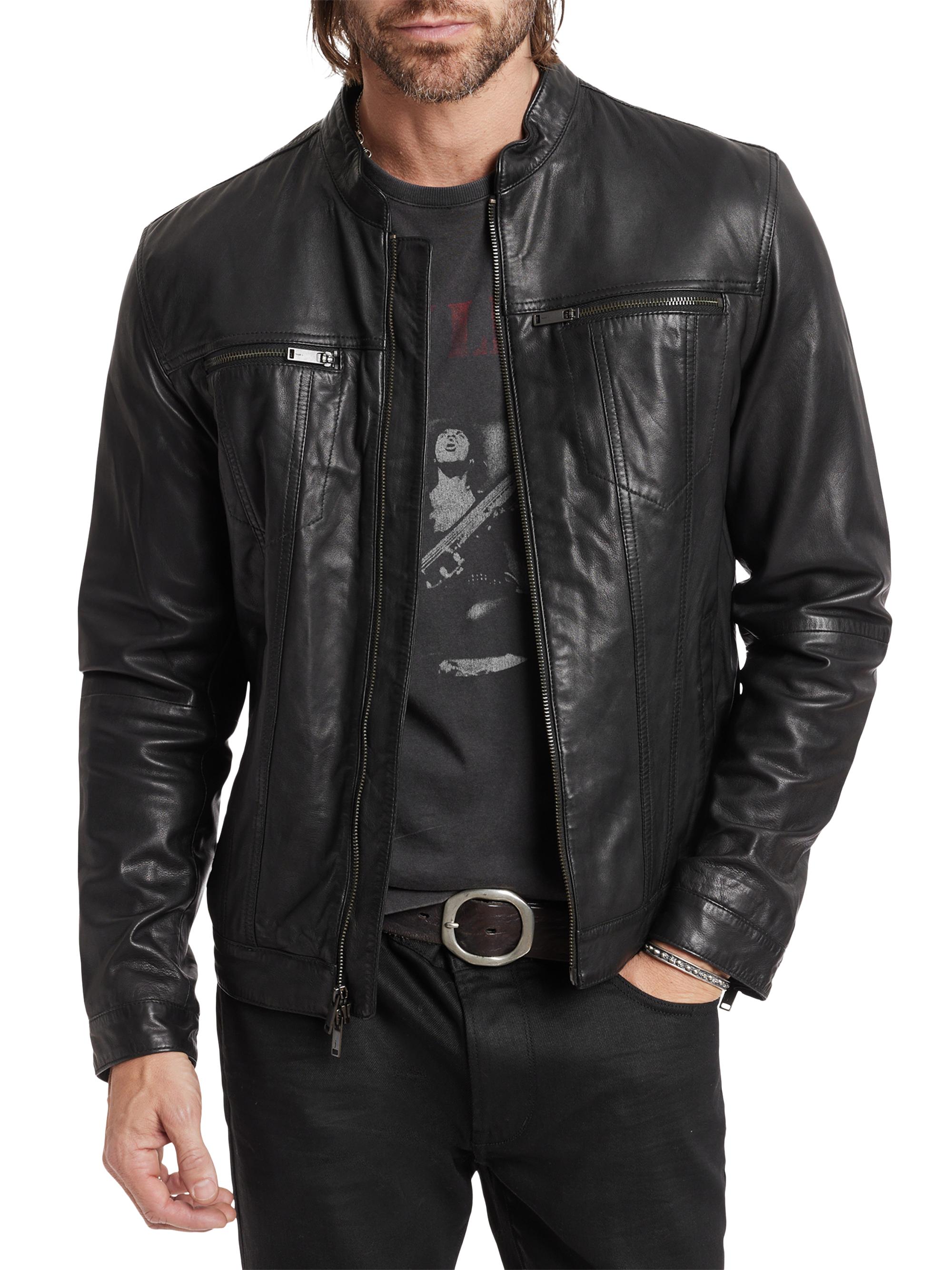 John Varvatos Star U.S.A. Zip-Front Leather Jacket | Saks Fifth Avenue