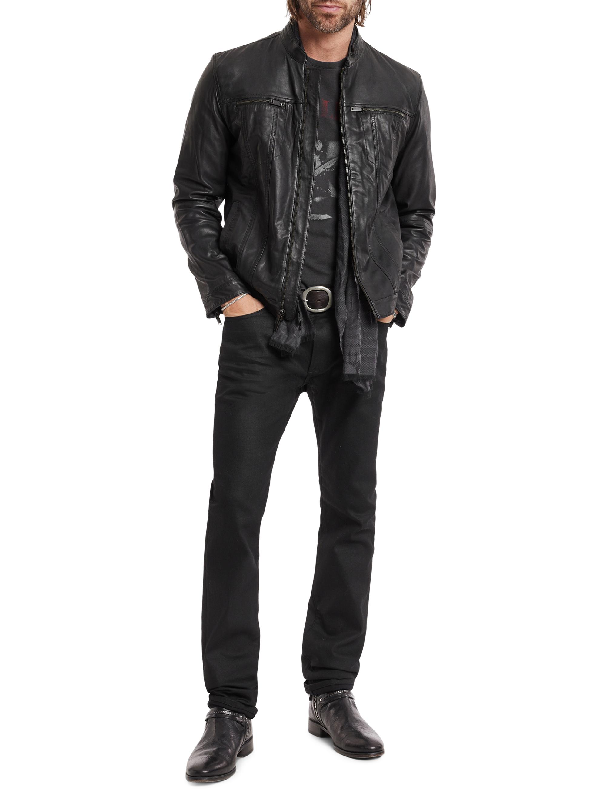 John Varvatos Star U.S.A. Zip-Front Leather Jacket | Saks Fifth Avenue