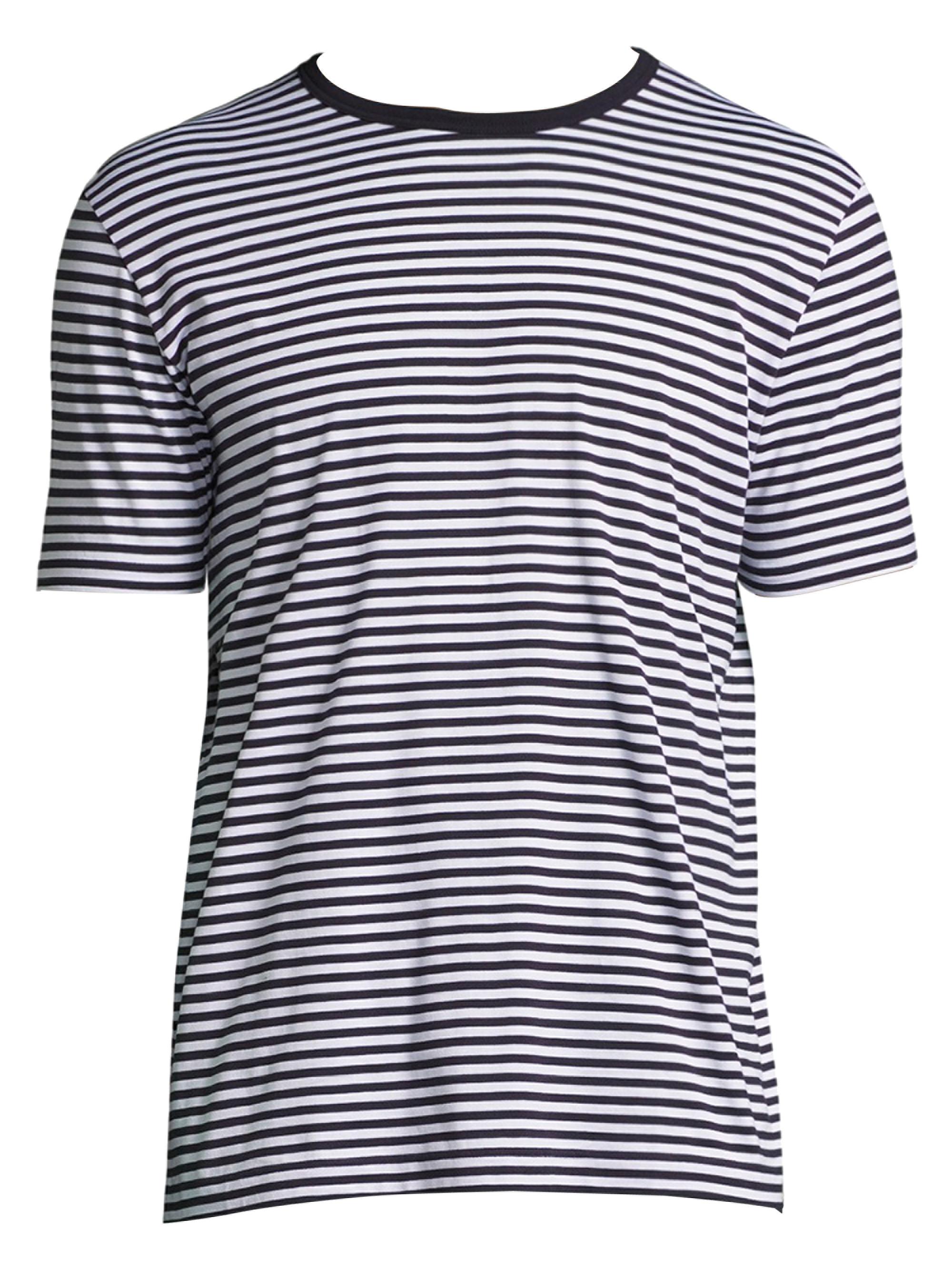 Sunspel Men's Stripe Cotton Tee - White Navy