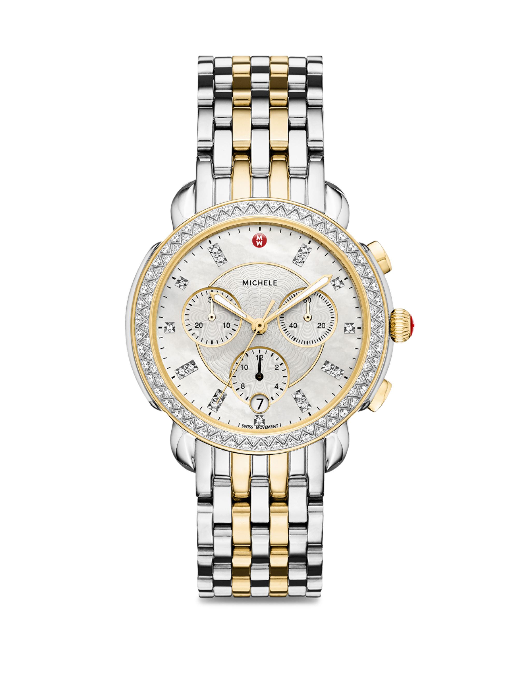 Michele Women's Sidney Chronograph Bracelet Watch - Silver