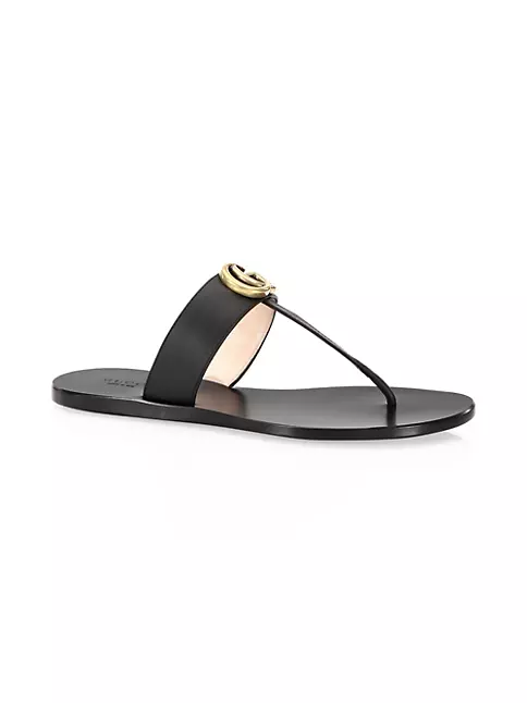 Shop Gucci Marmont Leather Thong Sandals With Double G Saks Fifth Avenue